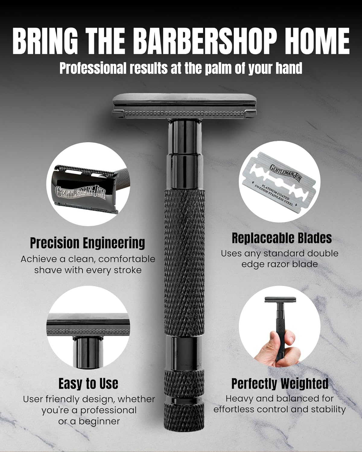 Deluxe Vintage Wet Shave Grooming Set for Men - Safety Razor, Brush, Alum Block, Soap, Bowl, Blades, Stand & Dopp Kit