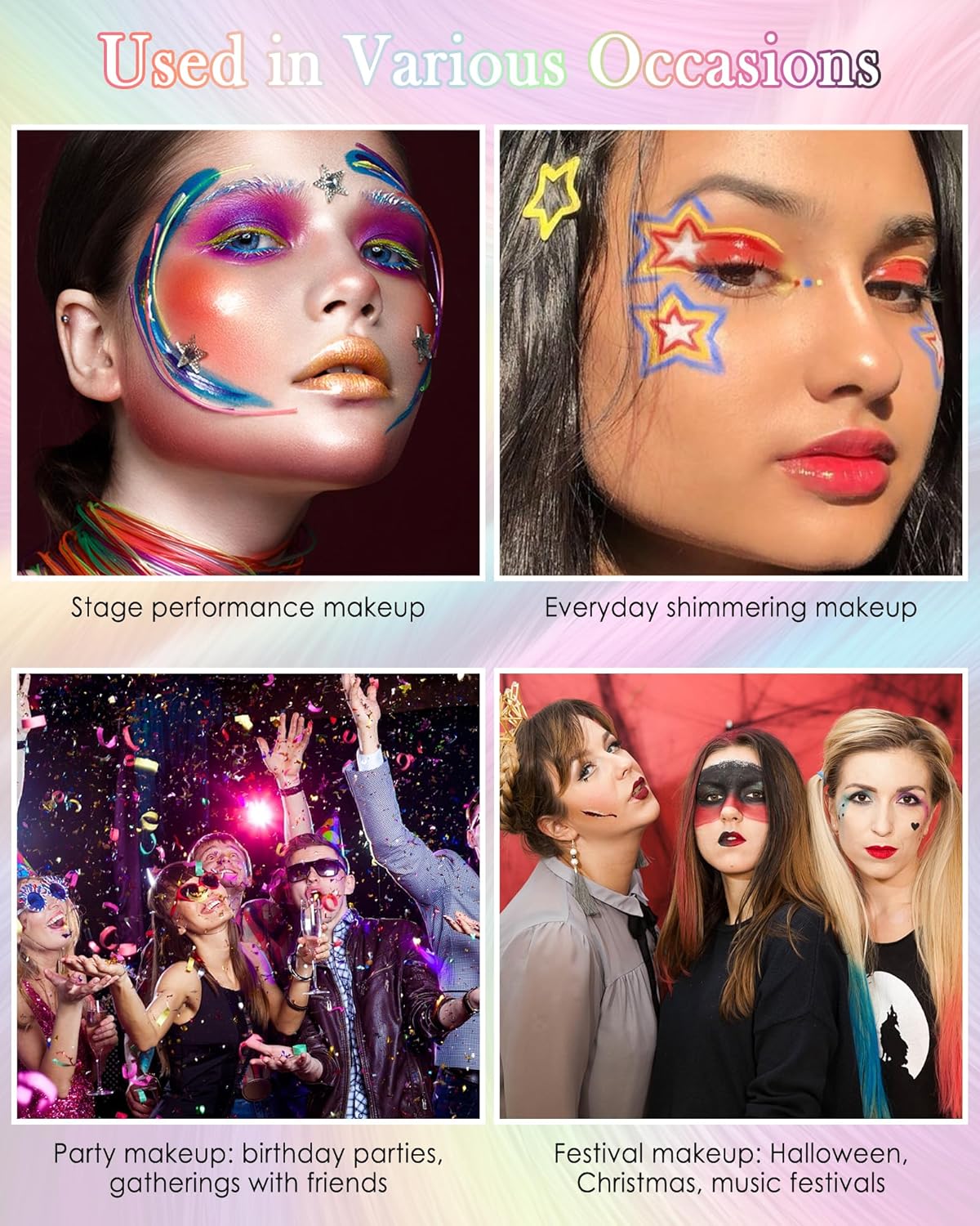 Glitter UV Neon Eyeliner Pencil, Waterproof Smudge-Proof Blue Eye Liner Liquid Pen, High-Pigment Shimmer Eyeliner Pen Long-Lasting Colorful Professional Makeup, Halloween Rave Party Gift for Women-03