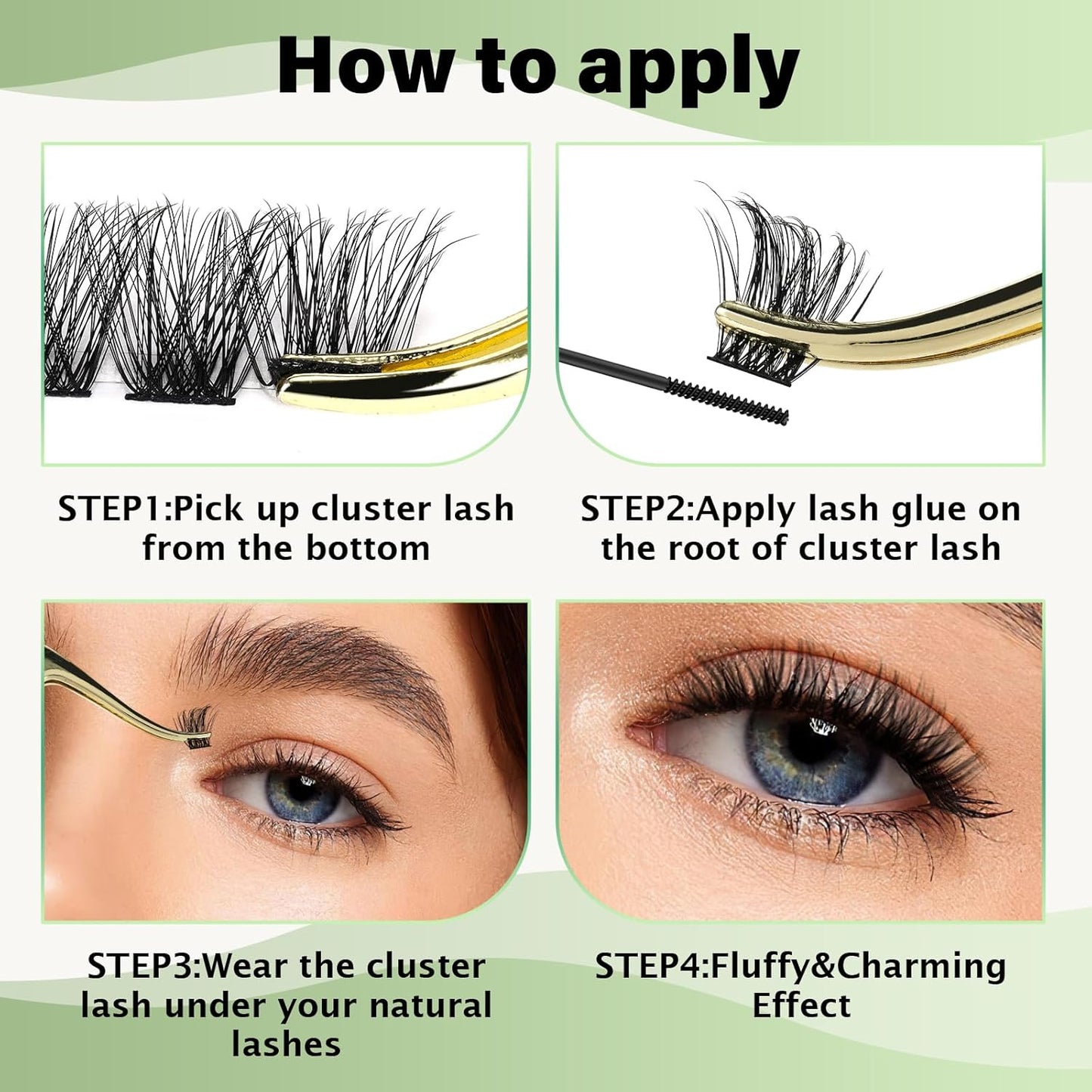 Lash Clusters 96pcs Individual Lashes D Curl 18mm Eyelash Clusters KEYYOU Volume Wispy Lash Extension Soft&Comfortable Easy DIY at Home(Y23,D-18mm)