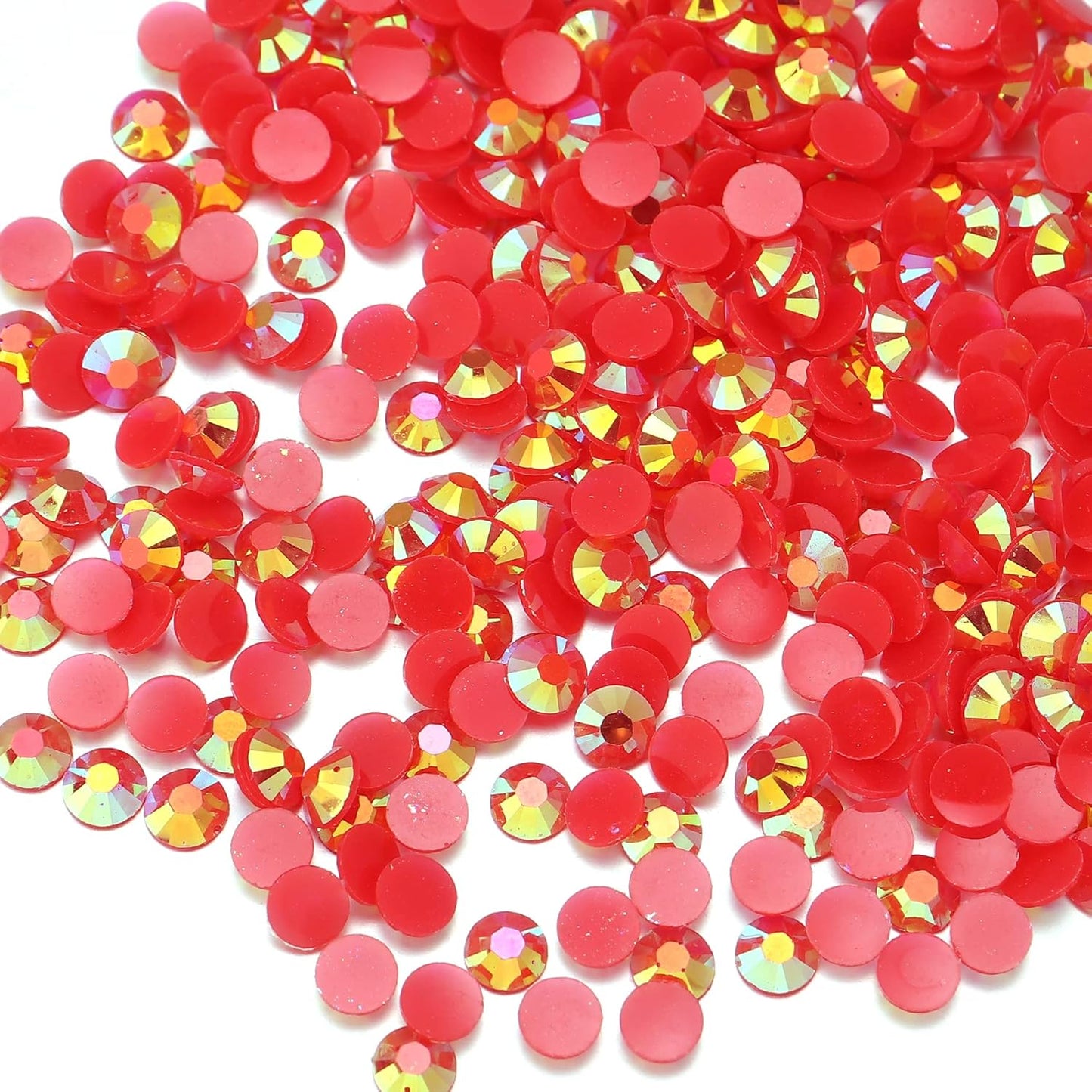 Multi Size 3mm 4mm 5mm Rhinestones Set for Nails Crafts Transparent Peach Non Hotfix Rhinestones Nail Gems Rhinestone Jelly AB&Round Flat Back Resin Rhinestone for Makeup Clothes Shoes Eyes Bottles