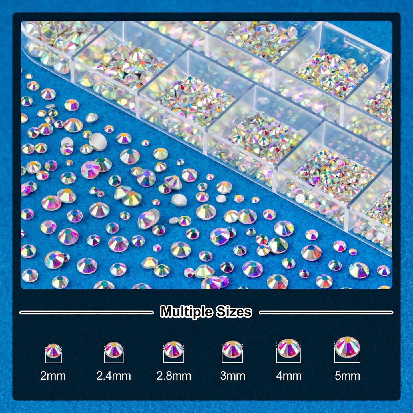 Nail Art Rhinestone Glue Gel&2 Boxes Flatback Gems Kit, 1 Tube of 15ml Rhinestone Gel Glue(UV/LED Needed)+Crystal AB Gems+Flat-Back Round Glass Clear Gemstones with Pickup Tools