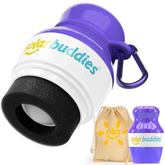 Solar Buddies Bag Bundle & Carabina Clip - Full Purple - Refillable Roll on Sponge Sunscreen, Suncream & Lotion Applicator For Kids, Adults & Families - Holds 3.4fl oz, Perfect Size for Travel