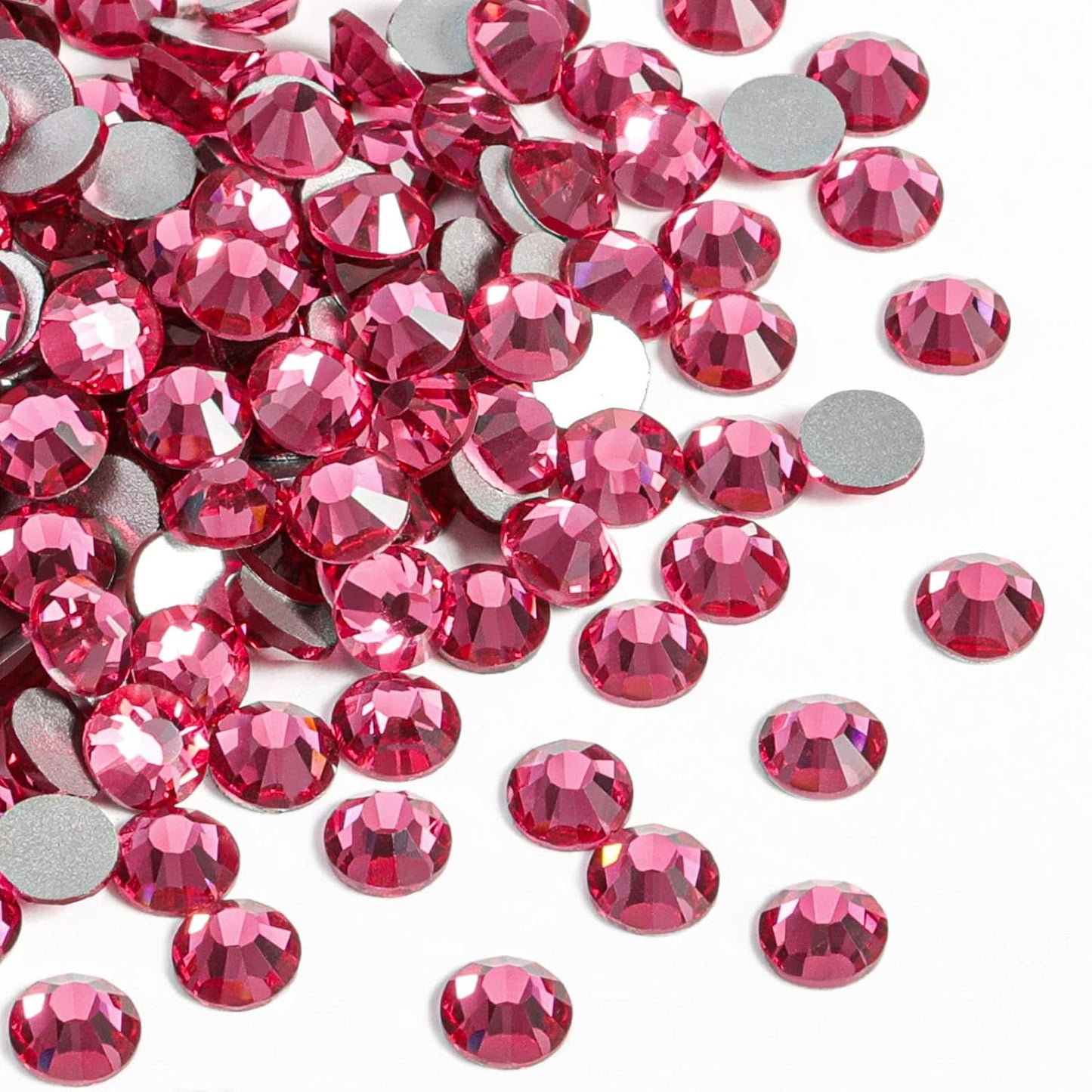 beadsland Flat Back Crystal Rhinestones Round Gems for Nail Art and Craft Glue Fix,Rose (1.9-2.0mm) SS6/1440pcs