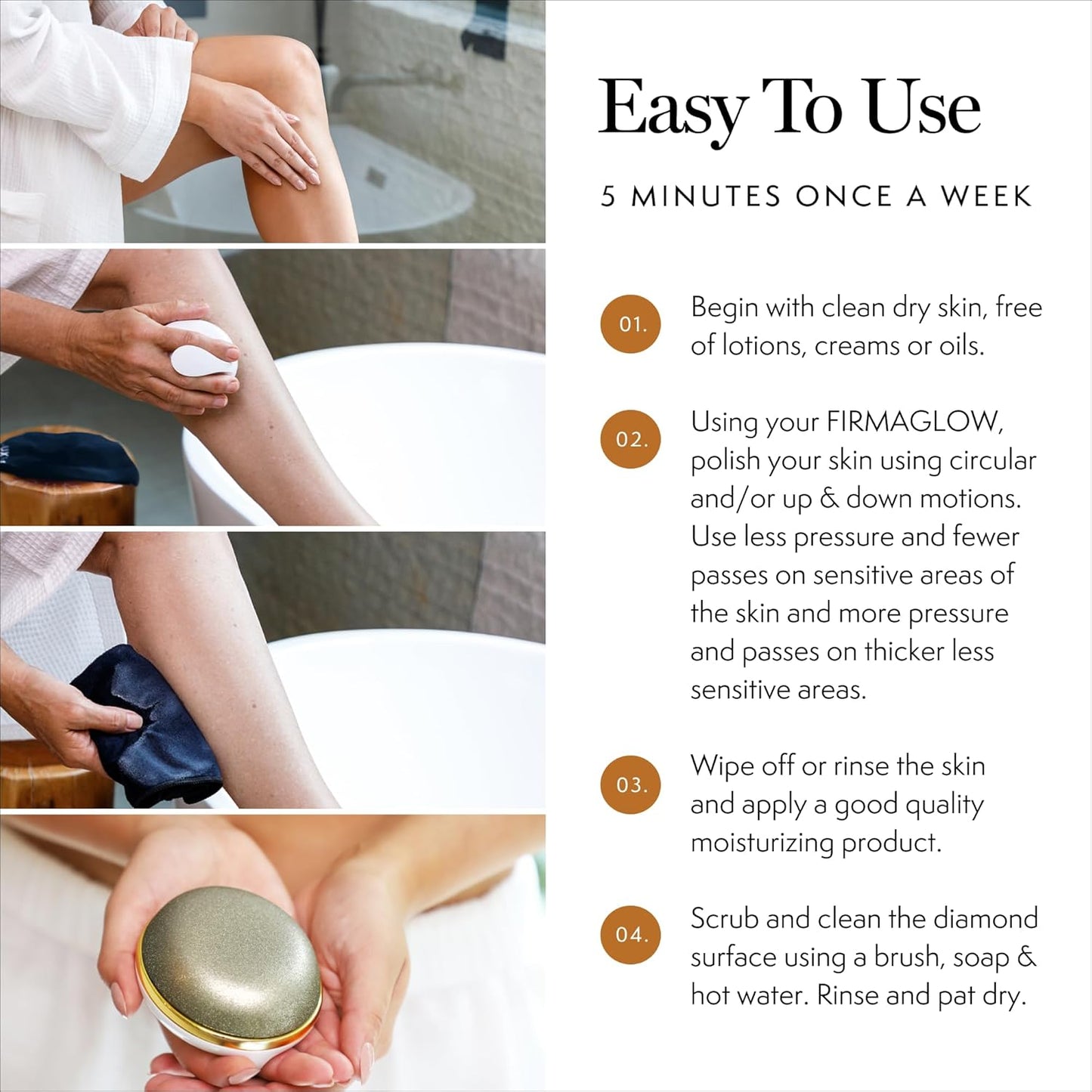 Luxene Beauty FIRMAGLOW® Body Microdermabrasion Device - Home Skin Care Tool for Anti-Aging, Skin Tightening, and Exfoliation - Diamond Surface - Spa Quality - All Skin Types