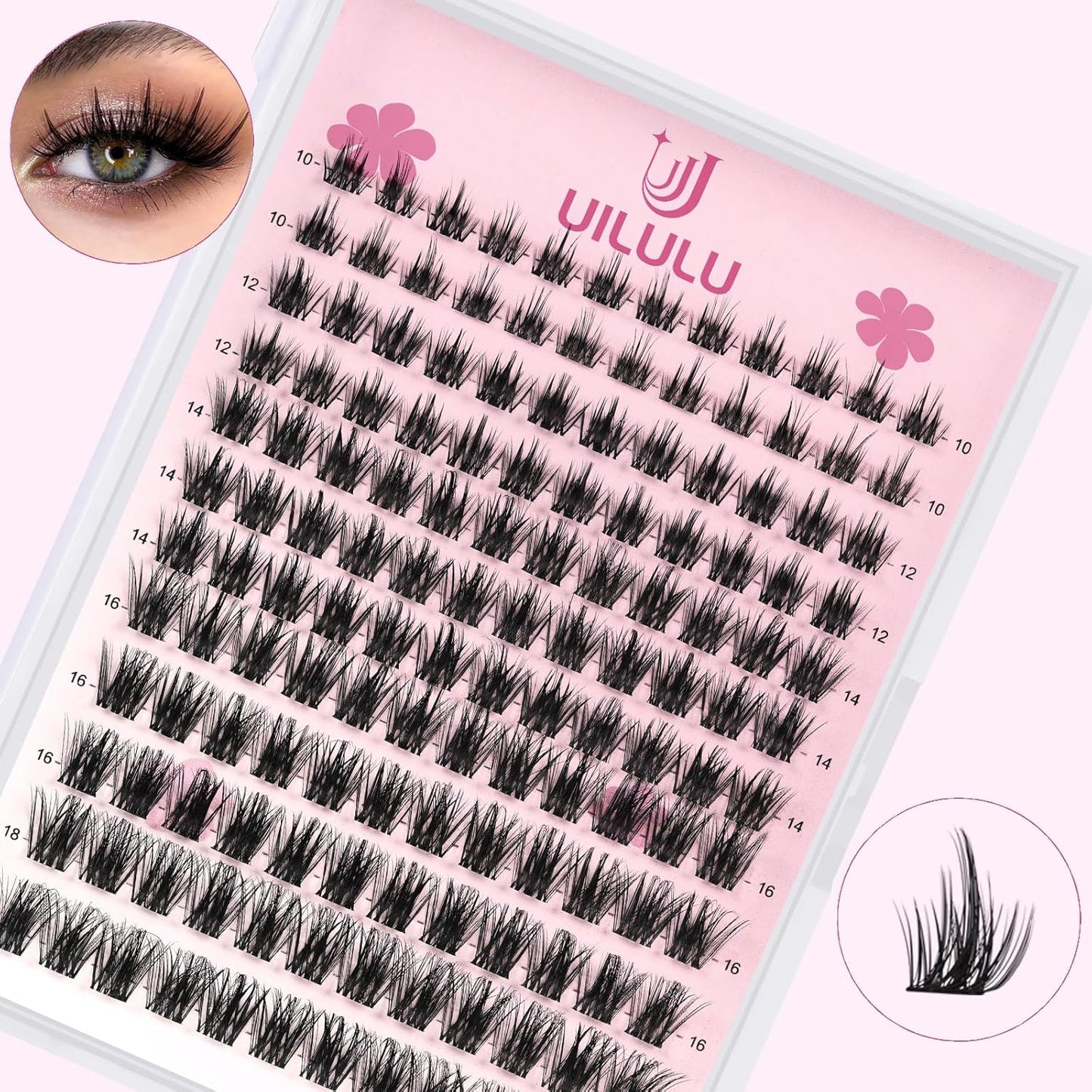 Lash Clusters D Curl Invisible Band Clusters Lashes 0.07D 10-18 MIX 144 Eyelashes Individual Lashes DIY Lash Extensions at Home False Lashes Wide Band Wispy Eye Lash Clusters U06 Lash