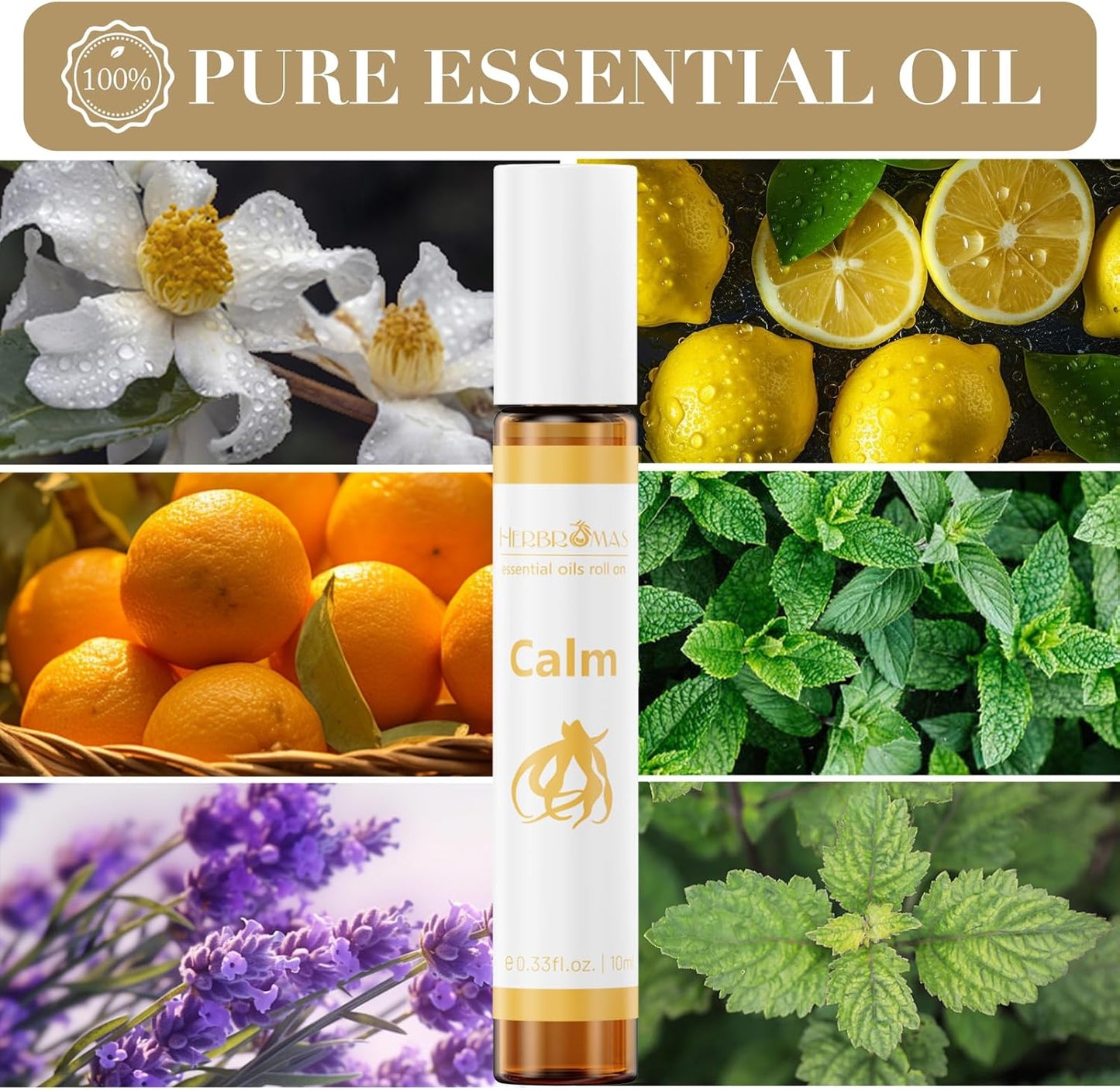 Aromatherapy Essential Oil Roll On Blend Relaxation Gift for Women, Natural and Pure Essentail Oils with Travel Size Roller Ball Bottle (Calm, 1)