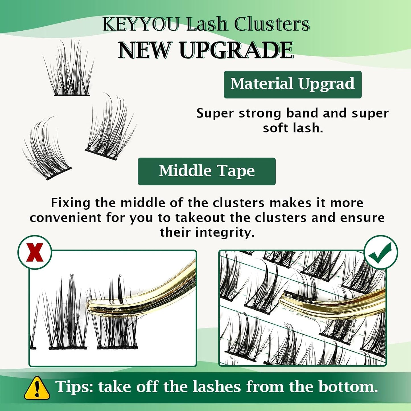 Lash Clusters 96pcs Individual Lashes D Curl 10mm Eyelash Clusters KEYYOU Volume Wispy Lash Extension Soft&Comfortable Easy DIY at Home(Y15,D-10mm)