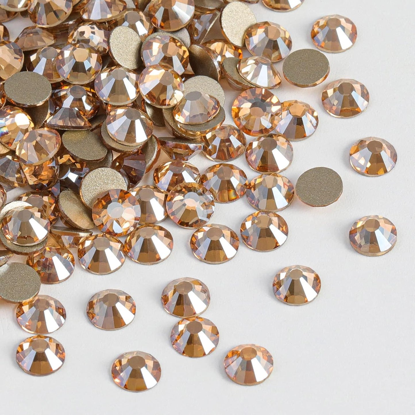 Beadsland 1440 Pieces Flat Back Crystal Rhinestones Round Gems,Golden Shadow,SS20,4.6-4.8mm