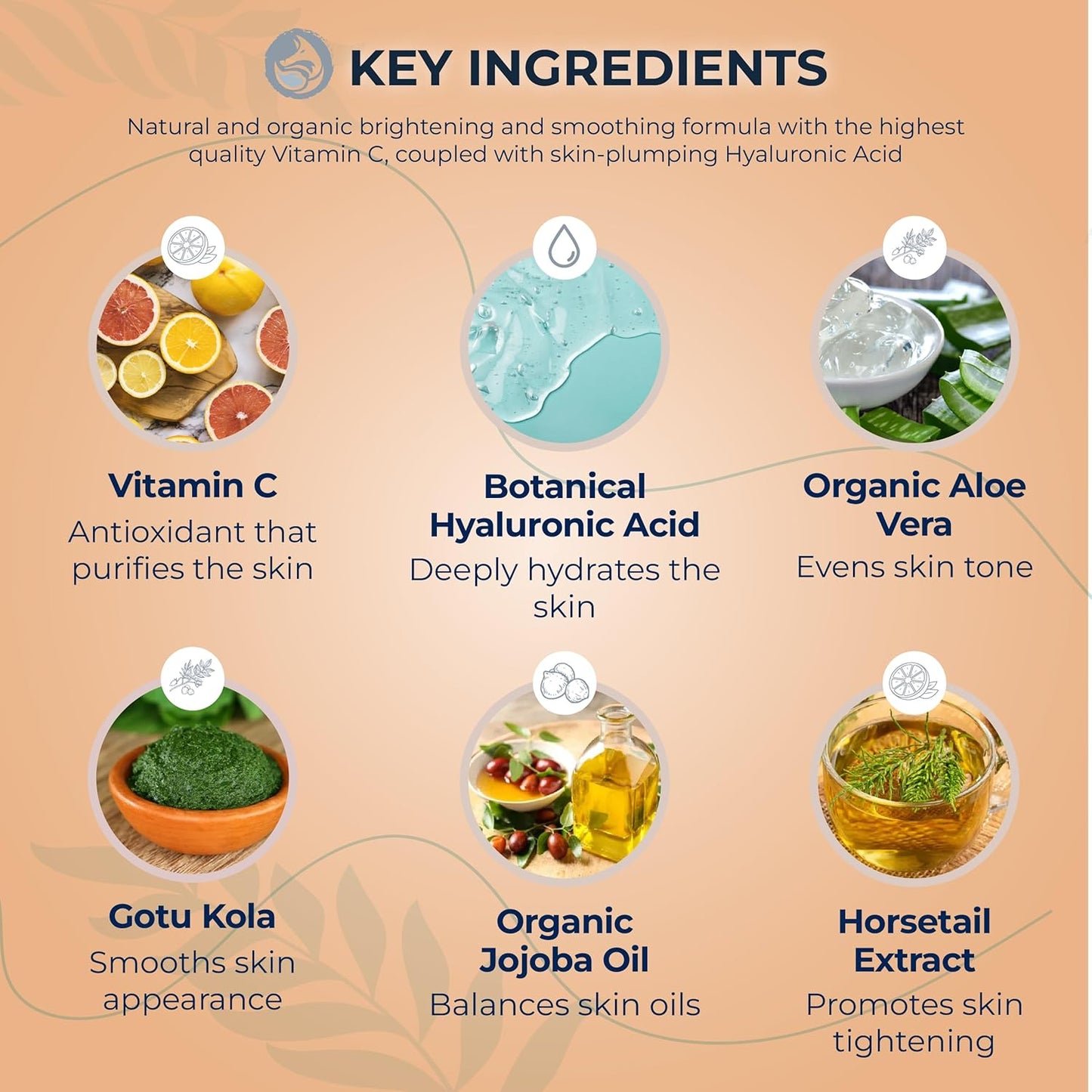 Vitamin C Face Serum - Anti Aging & Brightening Facial Serum - With Hyaluronic Acid Gotu Kola & Jojoba Oil - Natural & Organic - Foxbrim Naturals 1oz