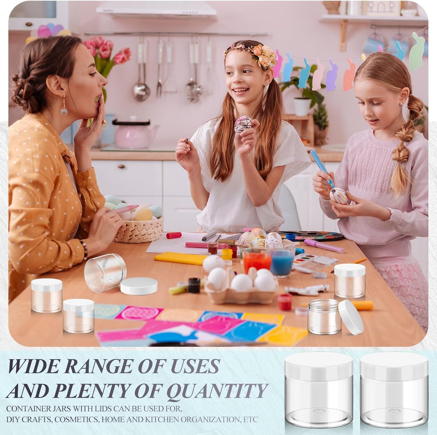 SATINIOR 36 Pieces 2 oz Plastic Jars with Lids Wide Mouth Airtight Reusable Container Acrylic Cosmetic Small Jars for Lotions Ointments Travel Toiletries Creams Make up Storage(White)