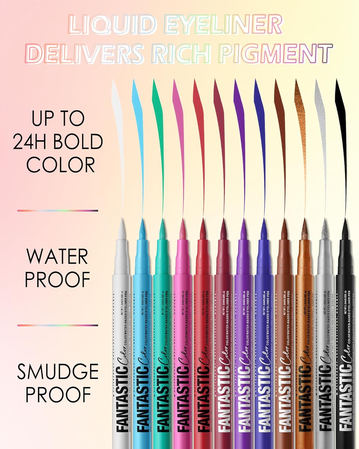 Pink Matte Liquid Eyeliner Pencil, Colorful High Pigmented Waterline Eye liner Waterproof Pen, Bright Colored Smudgeproof Long Lasting Eyeliner Pen Christmas Party Festival Makeup Gift for Women-04