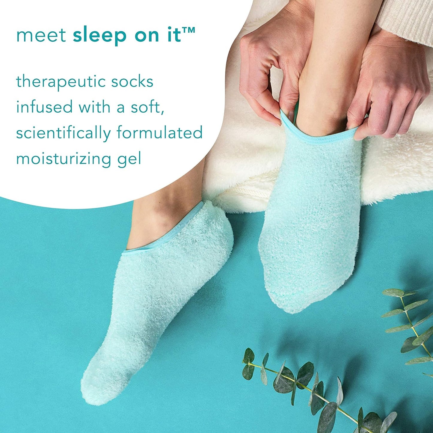 Barefoot Scientist Sleep On It Overnight Moisturizing Gel Socks, Nourish Your Feet (Teal)
