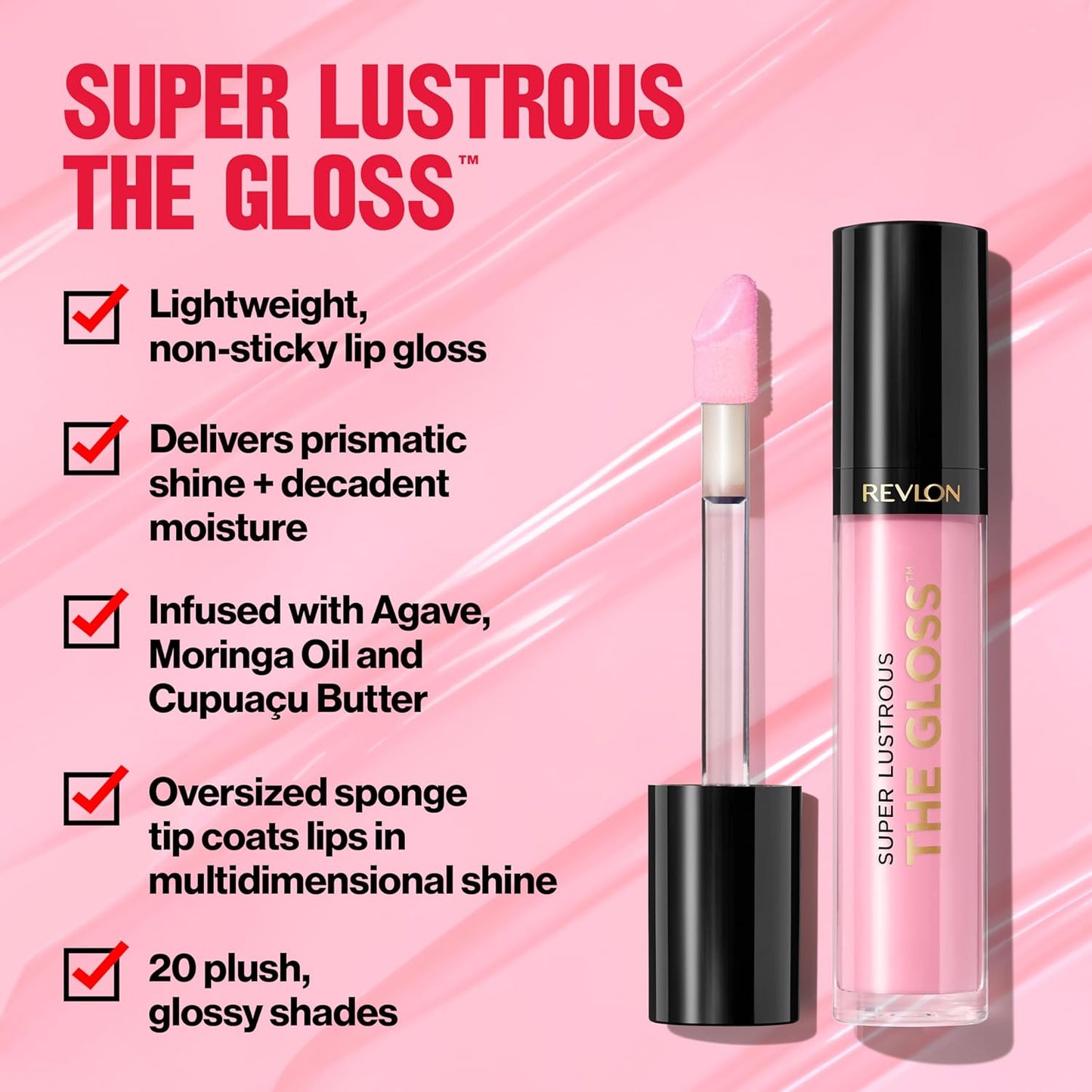 Revlon Super Lustrous Lip Gloss, Non-Sticky, Hydrating, High Shine Finish, 203 Lean In, 0.13 oz
