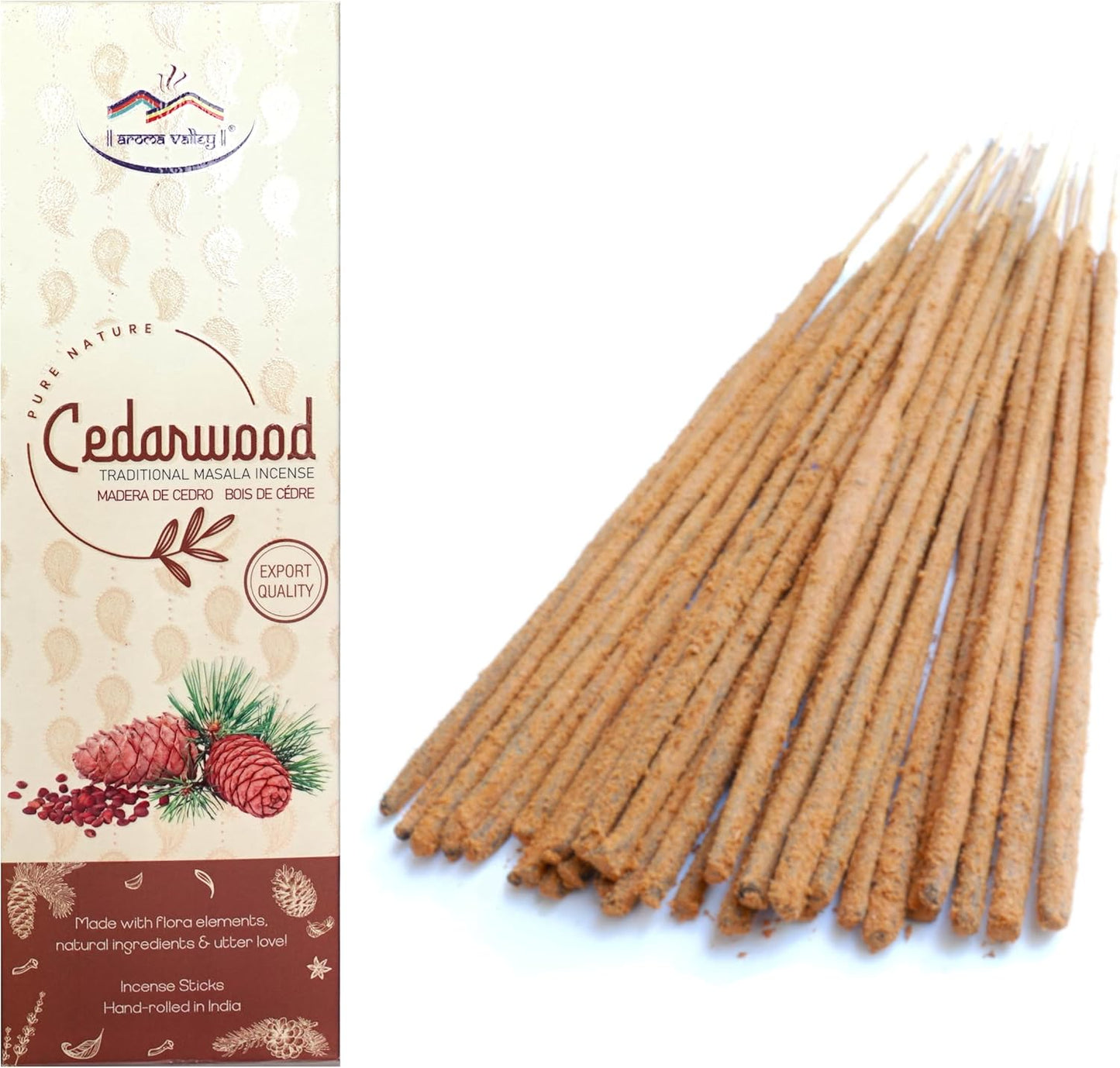 Cedarwood Incense Sticks - Traditional Handcrafted Masala Incense - 40 to 50 Sticks Approx.