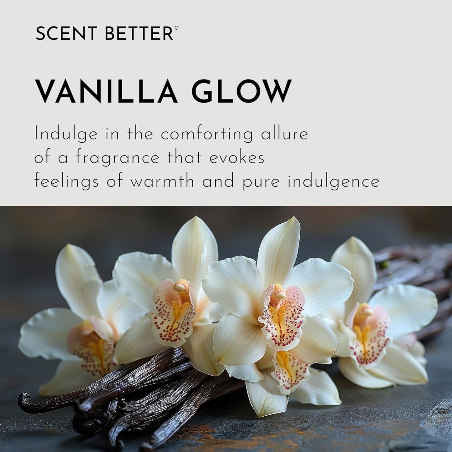 Scent Better Vanilla Glow Aroma Essential Oil Blend: an Aromatherapy Blend of Vanilla, Amber, and Sandalwood for Ultrasonic Diffusers & Nebulizers (3.3 Fl Oz, 100 mL)