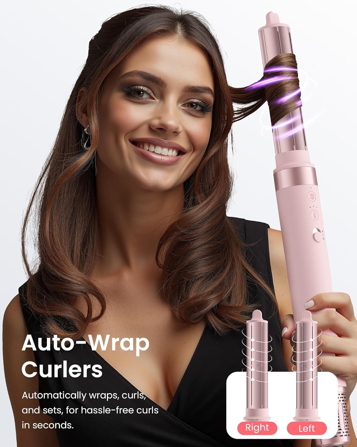 5 in 1 Hot Air Styler Wrap – High-Speed Hair Dryer Brush with Auto Wrap Curlers, Fast Drying & Frizz-Free Styling, No Heat Damage, Volumizing Brush with Travel Bag