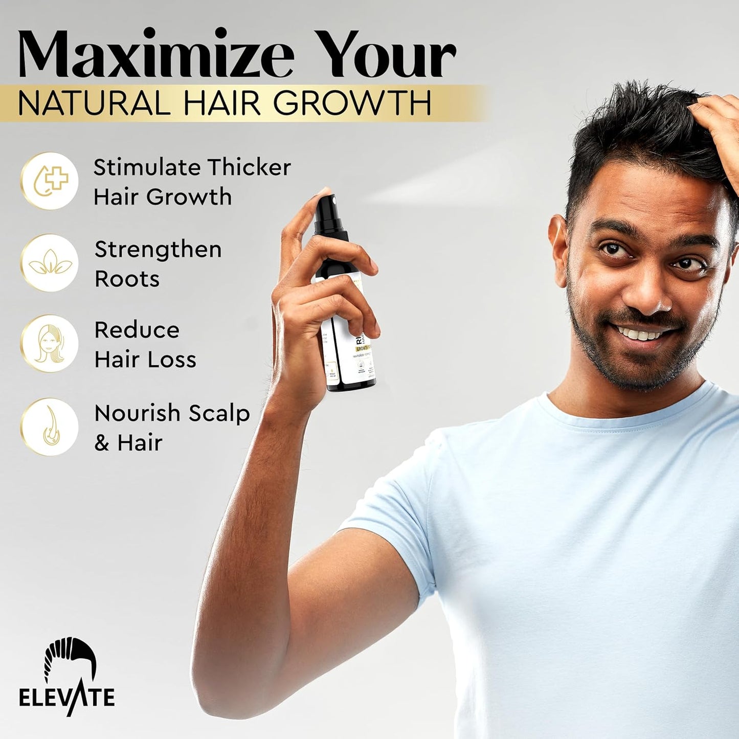 Elevate Rice Water Spray for Hair Growth - Fermented Rice Water & Rosemary Hair Mist with Biotin - Vegan Leave-In Treatment for Stronger, Thicker, Healthier Hair - Scalp Care for Women & Men