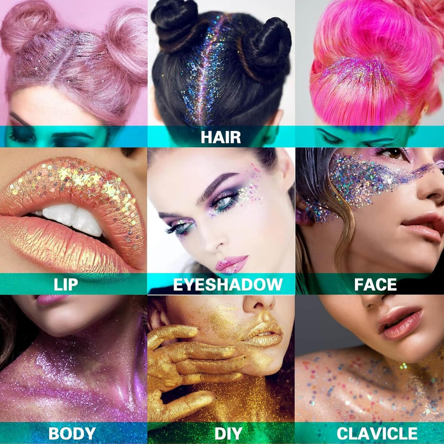 MEICOLY Purple Face Body Glitter,Mardi Gras Outfit for Women,Sparkle Mardi Gras Accessories,Chunky Glitter Face Paint,Face Eye Lip Hair Music Festival Rave Glitter Makeup,Body Glitter Gel for Women