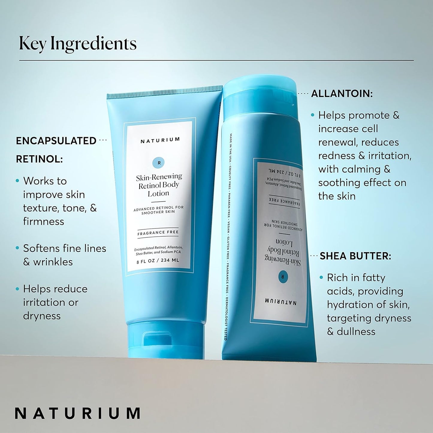 Naturium Skin-Renewing Retinol Body Lotion, Advanced Firming Anti-Aging Skin Care, with Encapsulated Retinol & Shea Butter, 8 oz