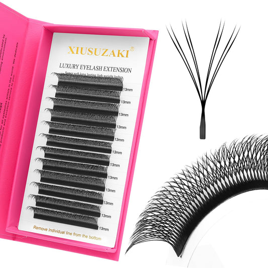 Lash Extensions Double Tips 4D Eyelash Extensions W Shape 0.07mm Thickness C Curl Mix 8-15mm Premade Fans Easy Fan Volume Lashes Matte Black Crisscross(W-4D-Double Tips-0.07-C,8-15mm Mix)