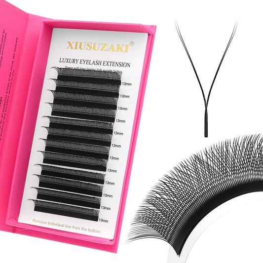 YY Lash Extensions Supplies Y Eyelash Extensions 0.07mm Thickness D Curl 10mm Premade Fans 4D Russian Volume Matte Black 12 Rows Crisscross Eye Lashes(YY-0.07-D,10mm)