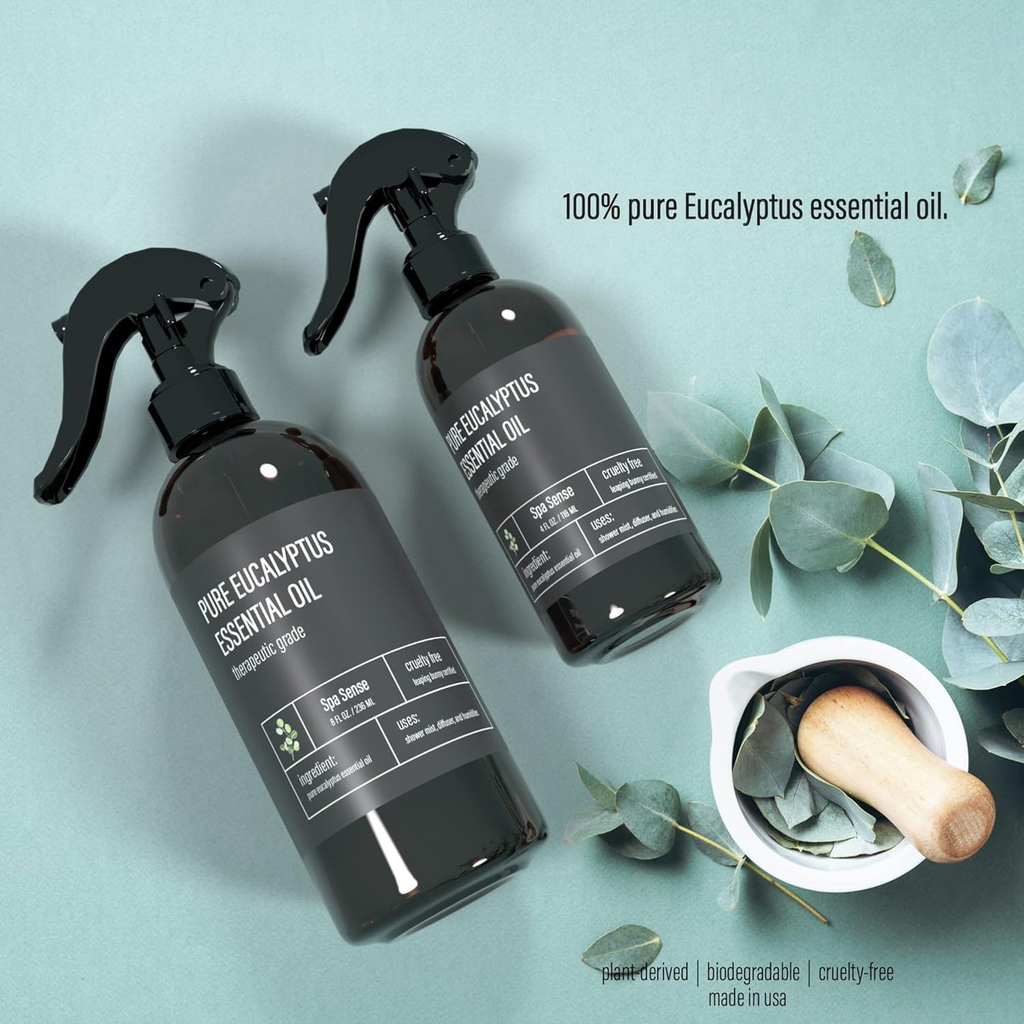 Pure Eucalyptus Oil Shower Mist and Steam Room Spray - Room Spray and Eucalyptus Spray for Shower - Premium Aromatherapy Eucalyptus Essential Oil Spray - 4 Ounce, 2 Pack