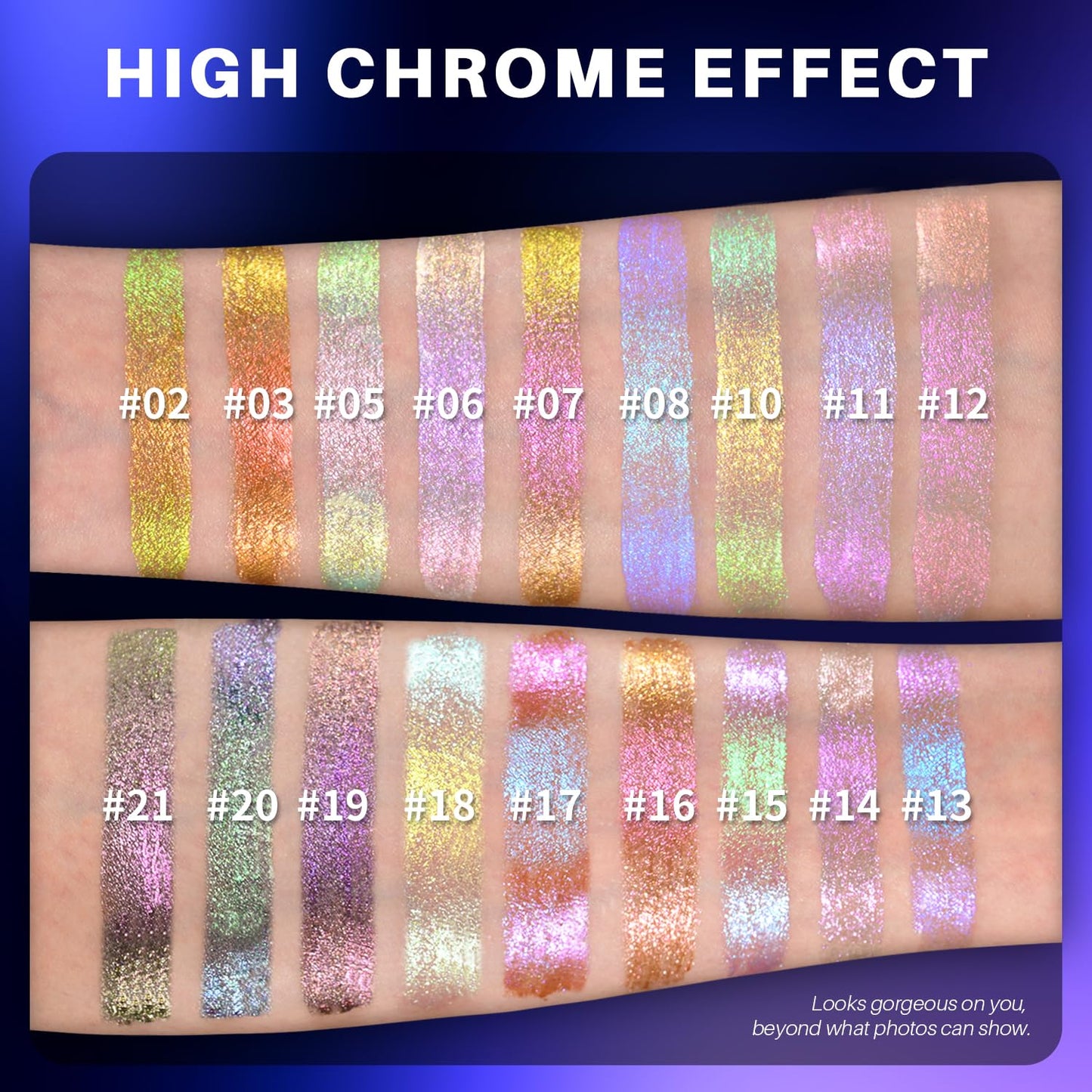 CHARMACY Liquid Duochrome Eyeshadow, Multi-Dimensional Eye Looks, Long Lasting Glitter Eye Shadow Sets Metallic Pigments, Quick Drying, Sparkling Shiny Eye Makeup for Beginners, 1.6g (#14)