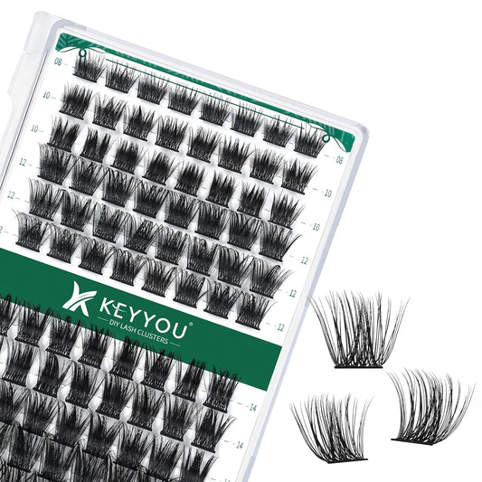 Lash Clusters,96 Pcs Cluster Lashes D Curl 10-18MIX DIY Lash Extensions Eyelash Clusters,KEYYOU Volume Wispy Individual Lashes Soft&Comfortable Easy DIY at Home(Y06,D-10-18MIX)