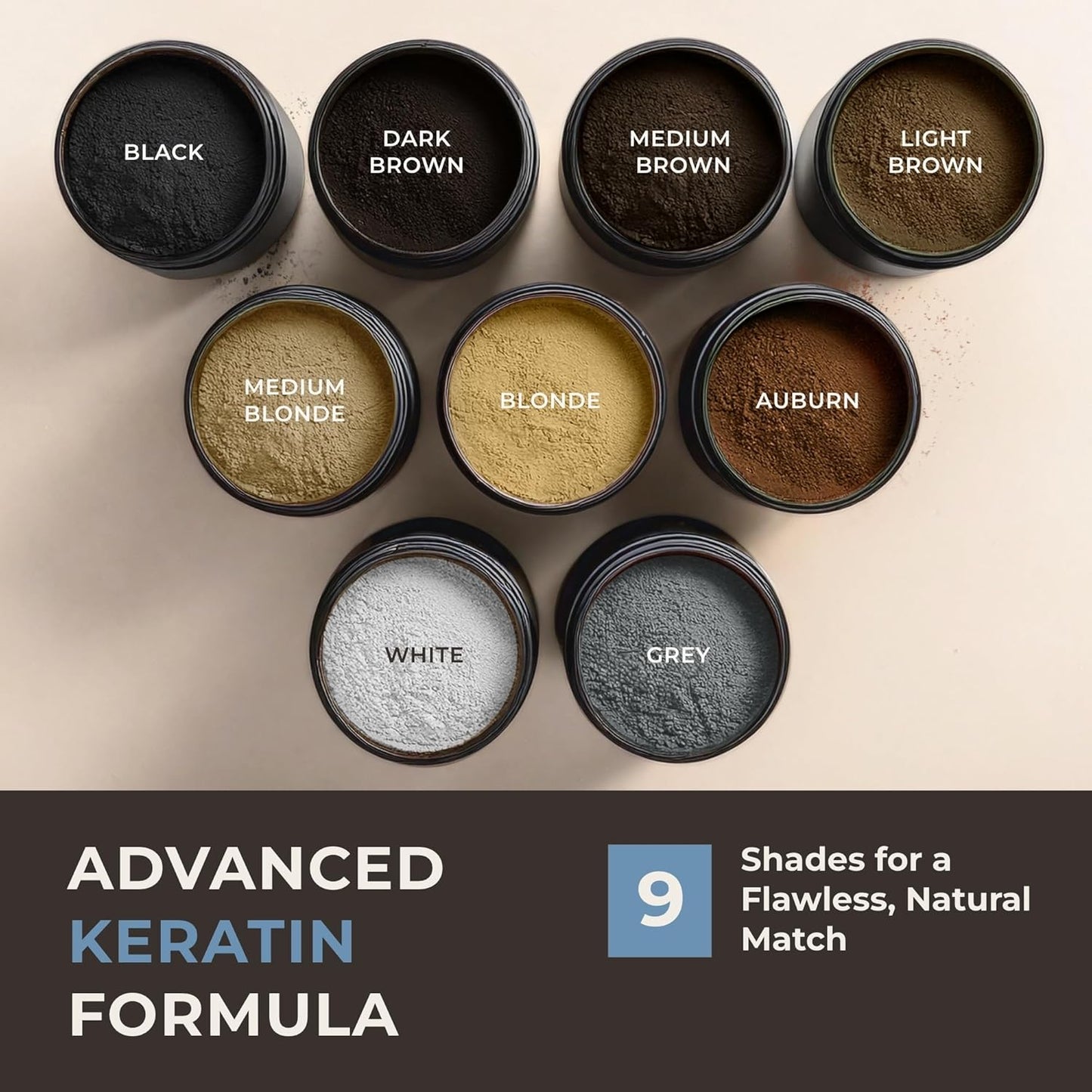 Keratin Hair Fibers for Men & Women - Fill In Fine or Thinning Hair, Instantly Thicker, Fuller Looking Hair (Black, 15g)