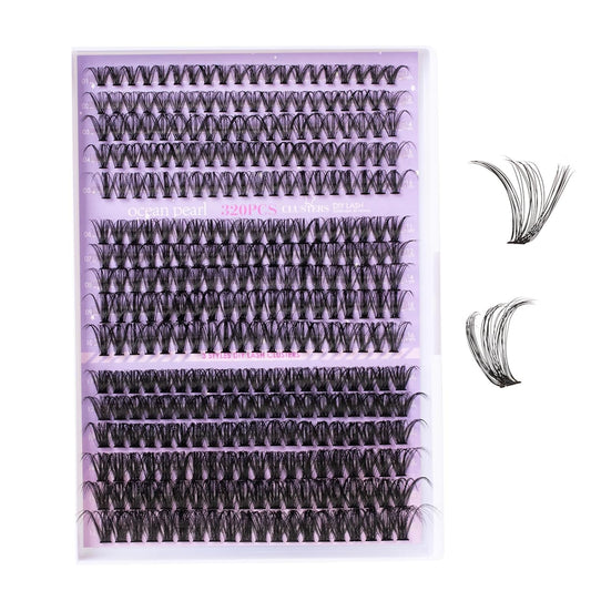 Ocean Pearl Lash Clusters 320PCS Natural Individual Lashes 11-20MM 30D 40D 60D Thick Volume Eyelash Extensions Soft Eyelashes D Curl Eyelash Clusters DIY Lash Extension-30+40+60D