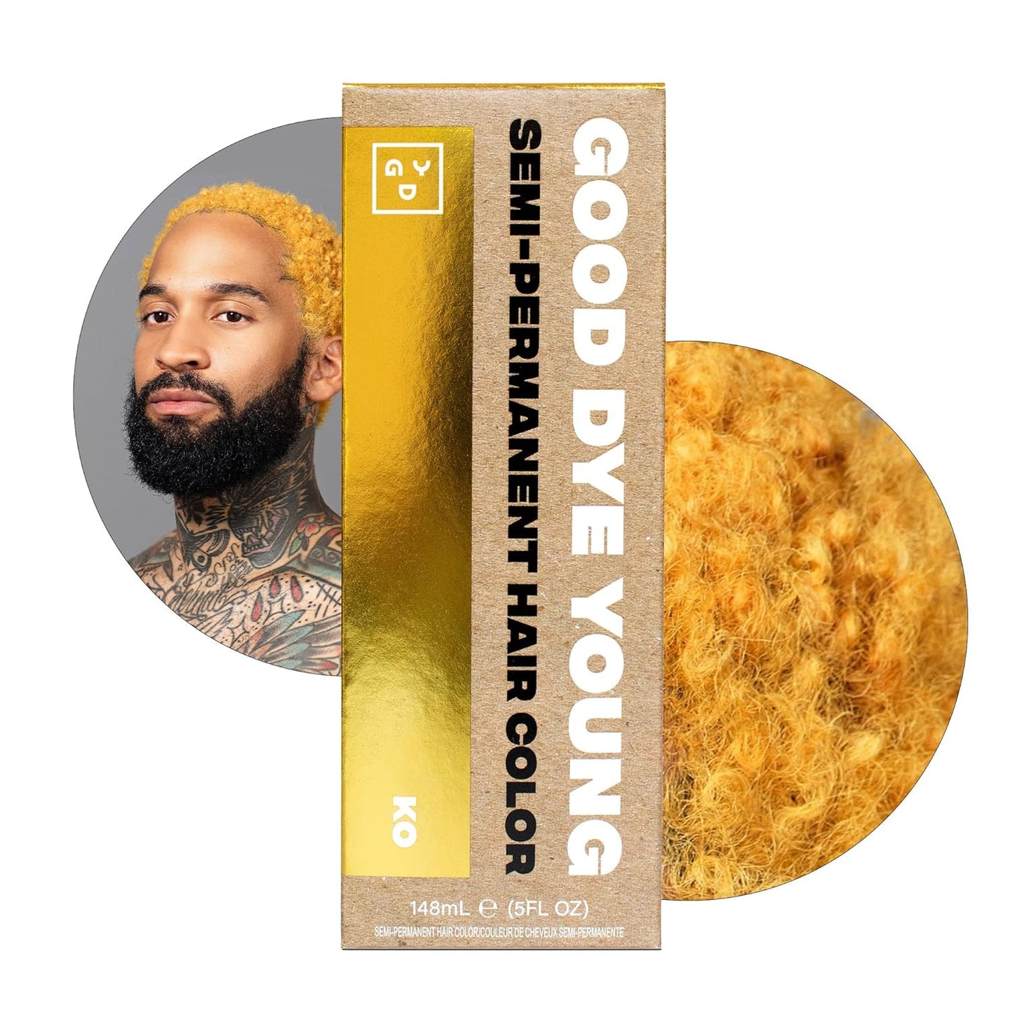 Good Dye Young Semi Permanent Hair Color (KO Gold) - UV Protective, Conditioning, Temporary Color Lasts 15-24+ Washes - PPD-free, Cruelty-Free & Vegan