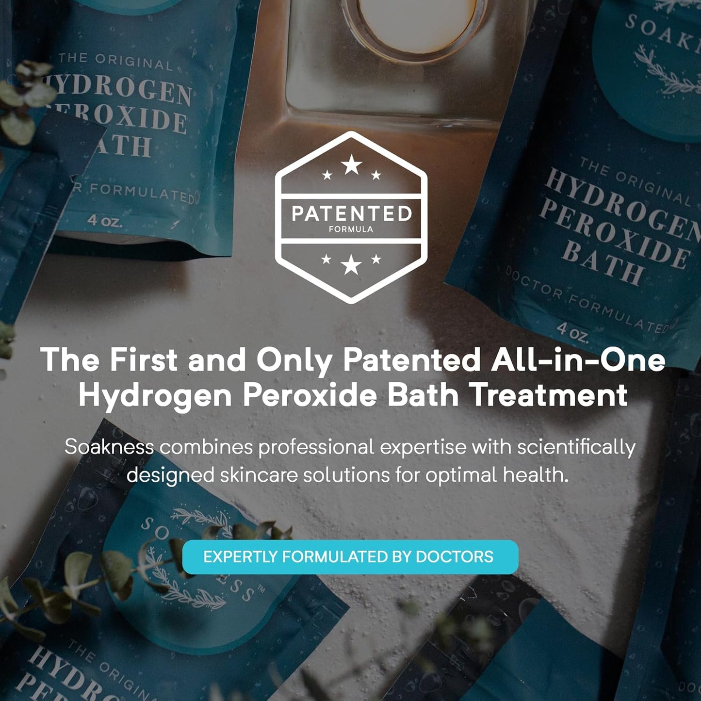 Hydrogen Peroxide Epsom Salt Bath Soak - USA-Made – Patented Bath Salts, Muscle Recovery, & Skin Detoxification – Magnesium Salts for Bathing - Doctor Formulated Pure Epsom Salt (12-Pack)