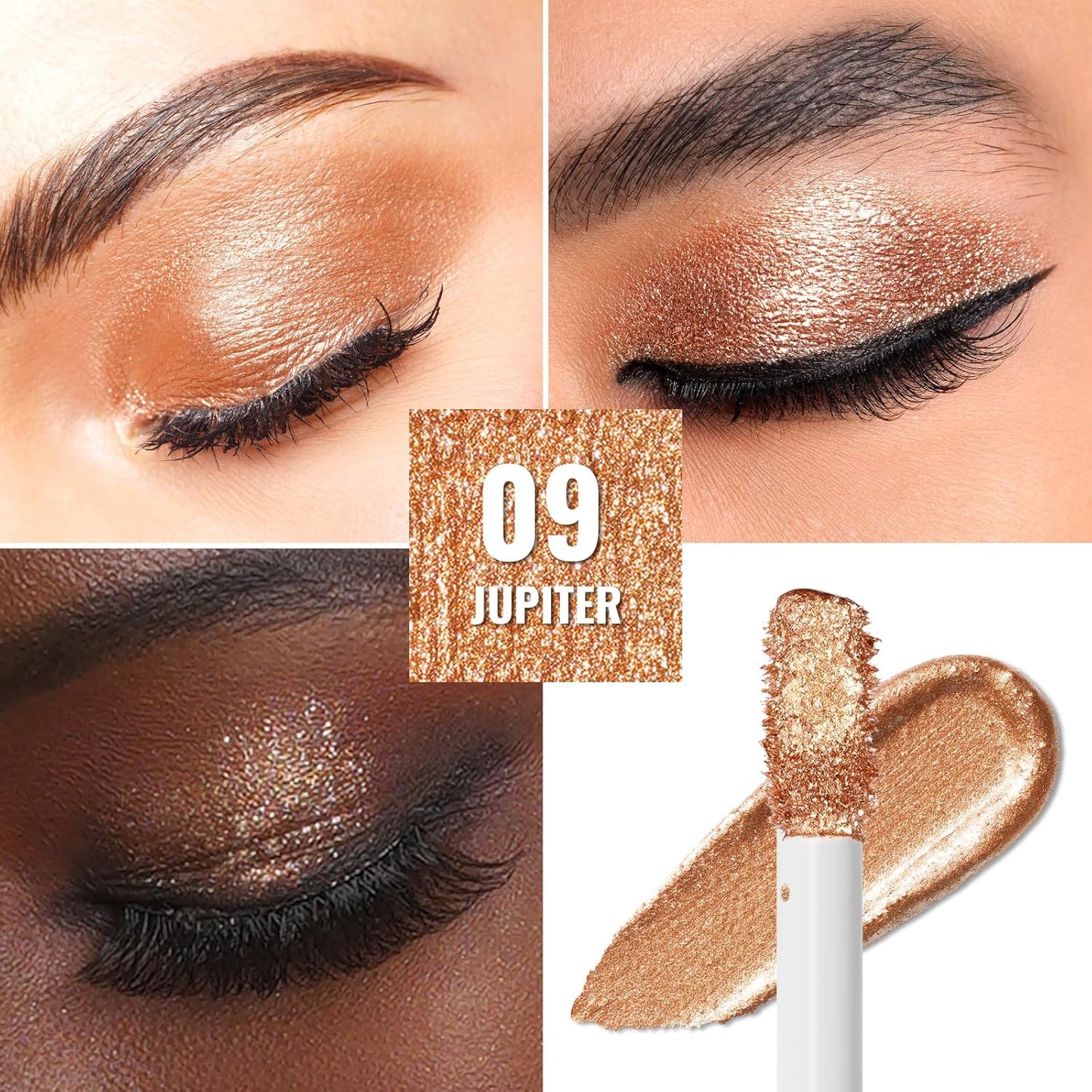 Oulac Liquid Eyeshadow: Metallic, Shimmery, Full Coverage, Vegan & Cruelty-Free. One-Swipe, Quick-Drying, Crease-Resistant Formula. (09)