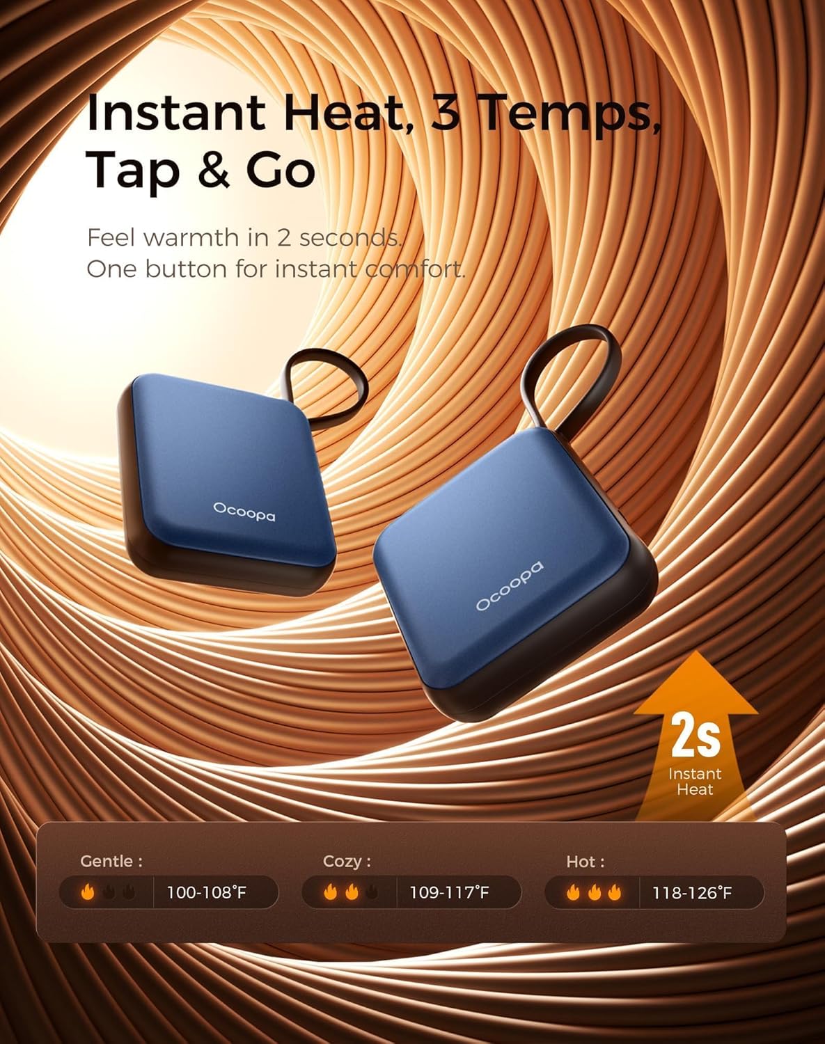 Ocoopa Hand Warmers Rechargeable UT5 Nano – Slim Electric Pocket Heater, Smart Temp Control, 14Hrs Battery, UL Safety, Artists in Bloom Design, Practical Gifts for Women, Christmas, Outdoor, Office