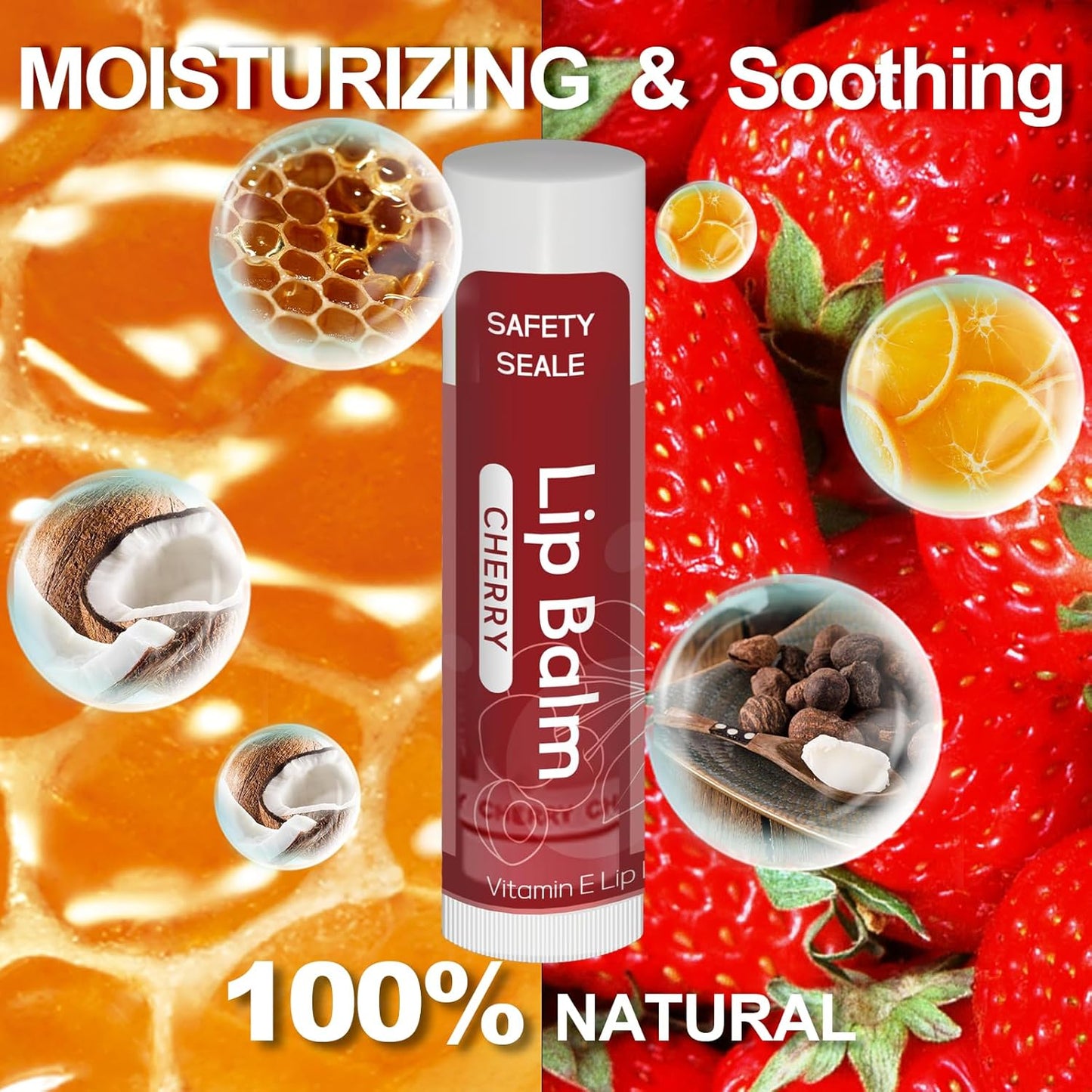 64 Pack Natural Lip Balm Bulk with Vitamin E and Coconut Oil - Moisturizing Dry Cracked Lips, Mini Chap Stick Gifts for Kids Women Men- 16 Flavors - Non-GMO