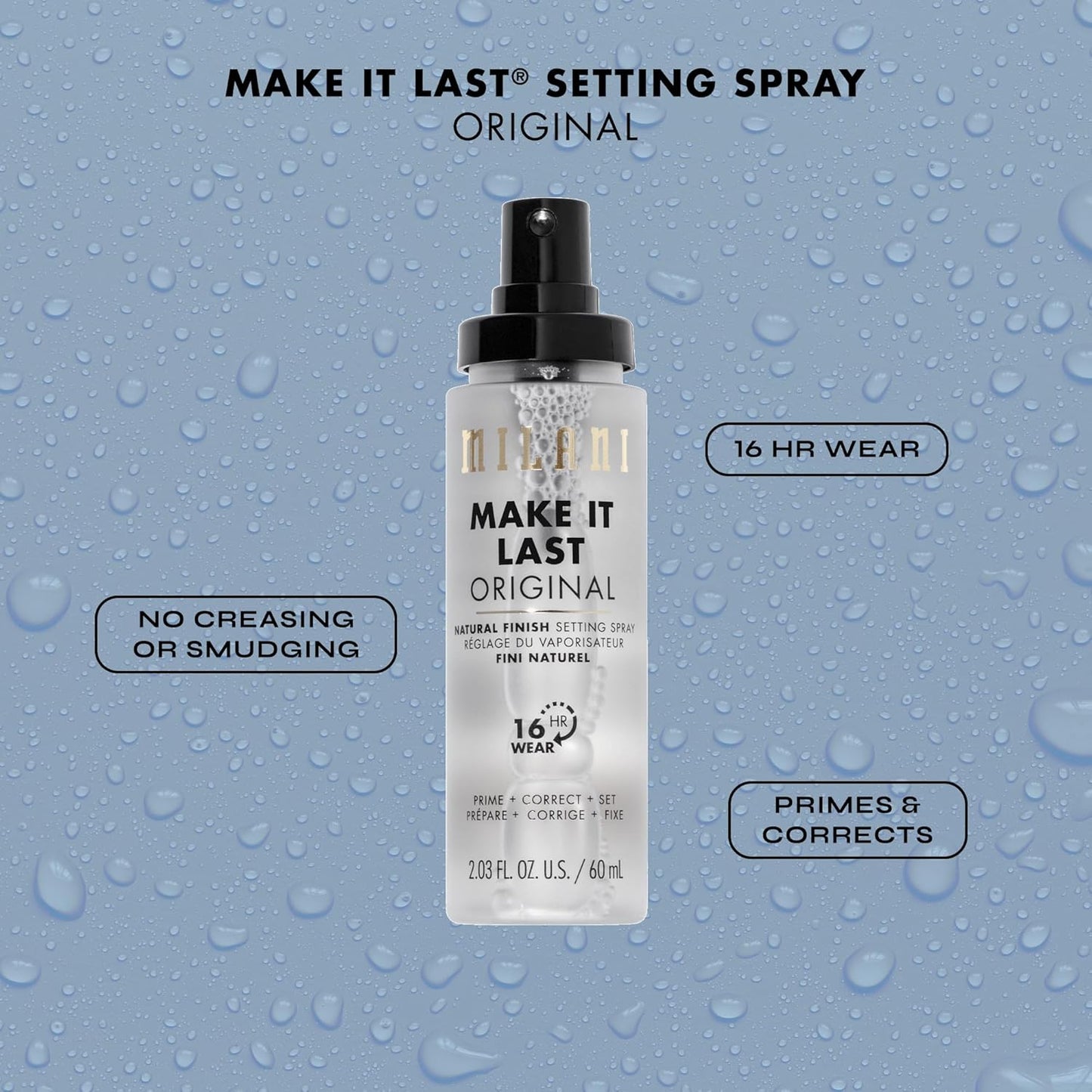Milani Setting Spray + Primer, Make It Last Original - Natural Finish with Niacinamide for Hydration, Setting Spray for Makeup and Face Primer, 3-in-1 Prime + Hydrate + Set, 2.03 Fl. Oz - 2 Pack