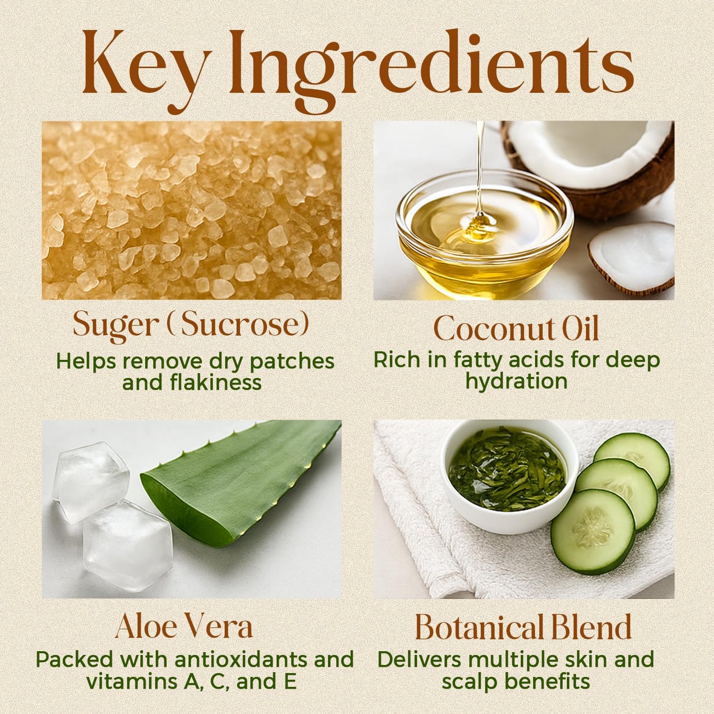 Scalp and Body Scrub – Exfoliating Sugar Cleanser with Coconut Oil, Menthol & Aloe – Dual-Use Polisher for Dry Skin & Flaky Scalp – Soothing, Cooling & Hydrating - INFINA ESSENTIALS | 8.45 fl oz