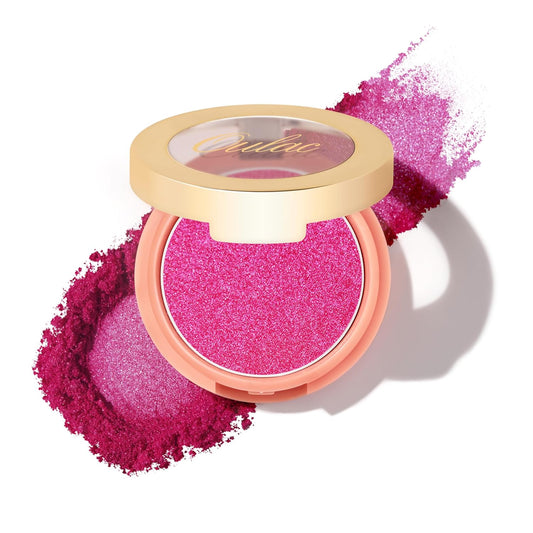 Oulac Fuschia Luminisers Powdery Blusher for Cheeks Face Glow,Brighten Skin As Highlighter Makeup, Shimmer Blusher,Buildable and Vegan Cosmetics,4.8g F12 Razzmatazz