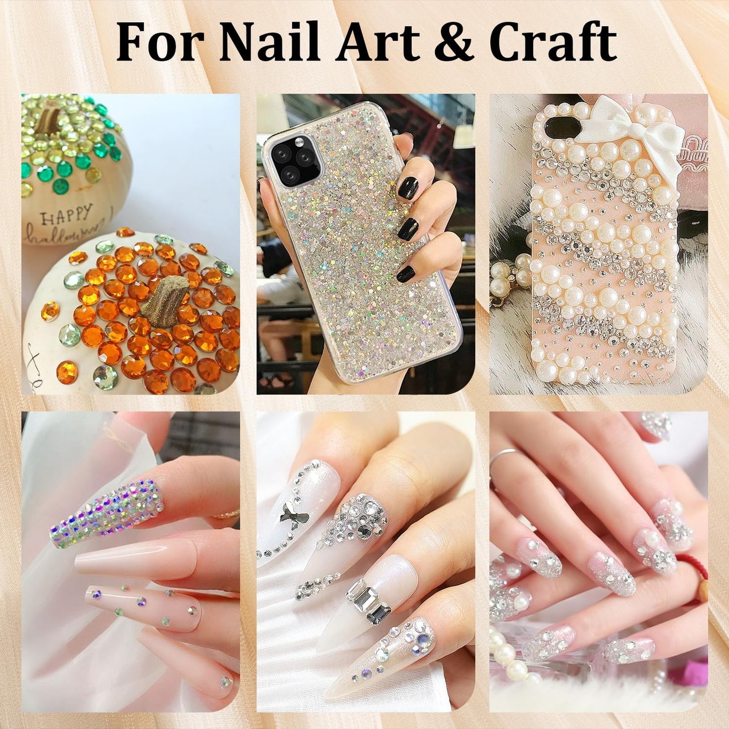 4500pcs Face Gems for Makeup with Glue, 2-5mm Round Glass Crystal AB + Clear + Mixed Color Chameleon Rhinestones & 4 Colors Cosmetic Chunky Glitter with Dotting Tools, Jewels for Make-up, Nail Art