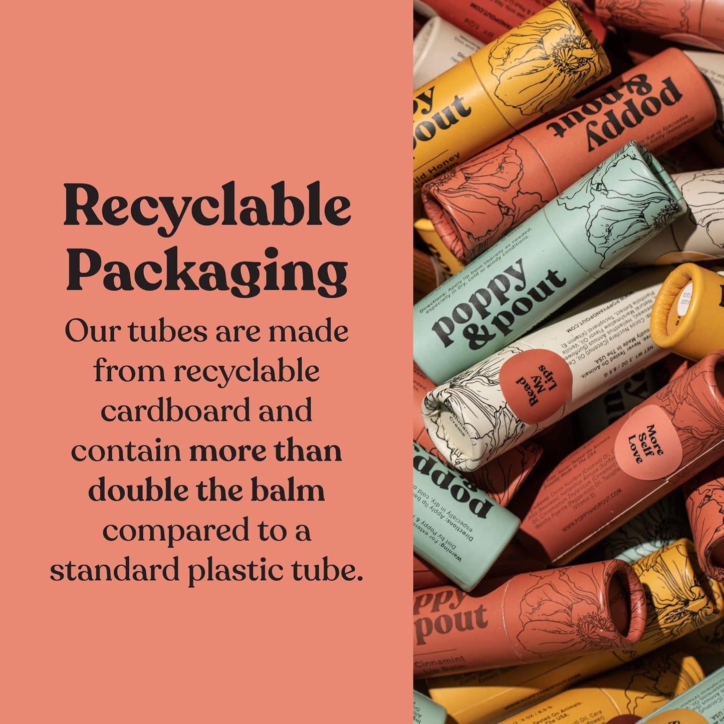 Jumbo Lip Balm Gift Set (3-Pack, Minty Flavors) | Poppy & Pout All Natural Lip Balms & Moisturizers | Hydrates with Beeswax, Vitamin E, Organic Coconut Oil | Cruelty-Free | Recyclable Cardboard Tube