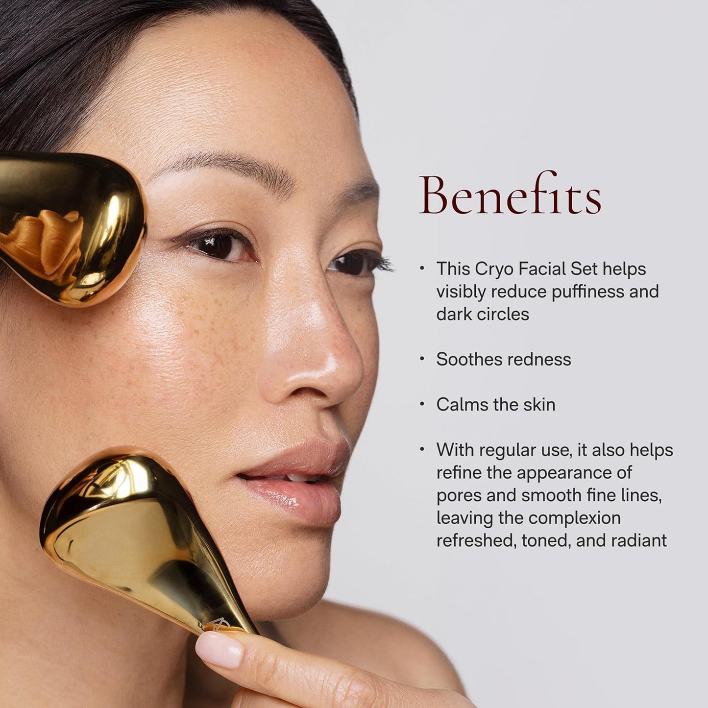 Angela Caglia Gold Cryo Facial Set | Refreshing Cryotherapy Facial Set that Improves Circulation, Reduces Puffiness and Dark Circles for a Refreshed & Rejuvenated Complexion