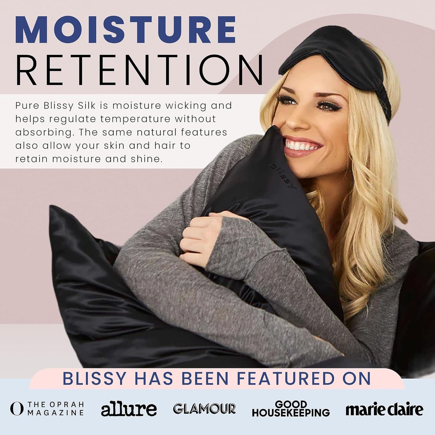 Blissy Silk Sleep Mask - Silk Eye Sleeping Mask for Women & Men for Total Blackout - Silk Eye Mask - 100% Pure Mulberry Silk, 22 Momme 6a Fibers - Blindfold Silk Sleep Mask Side Sleeper Eye Cover