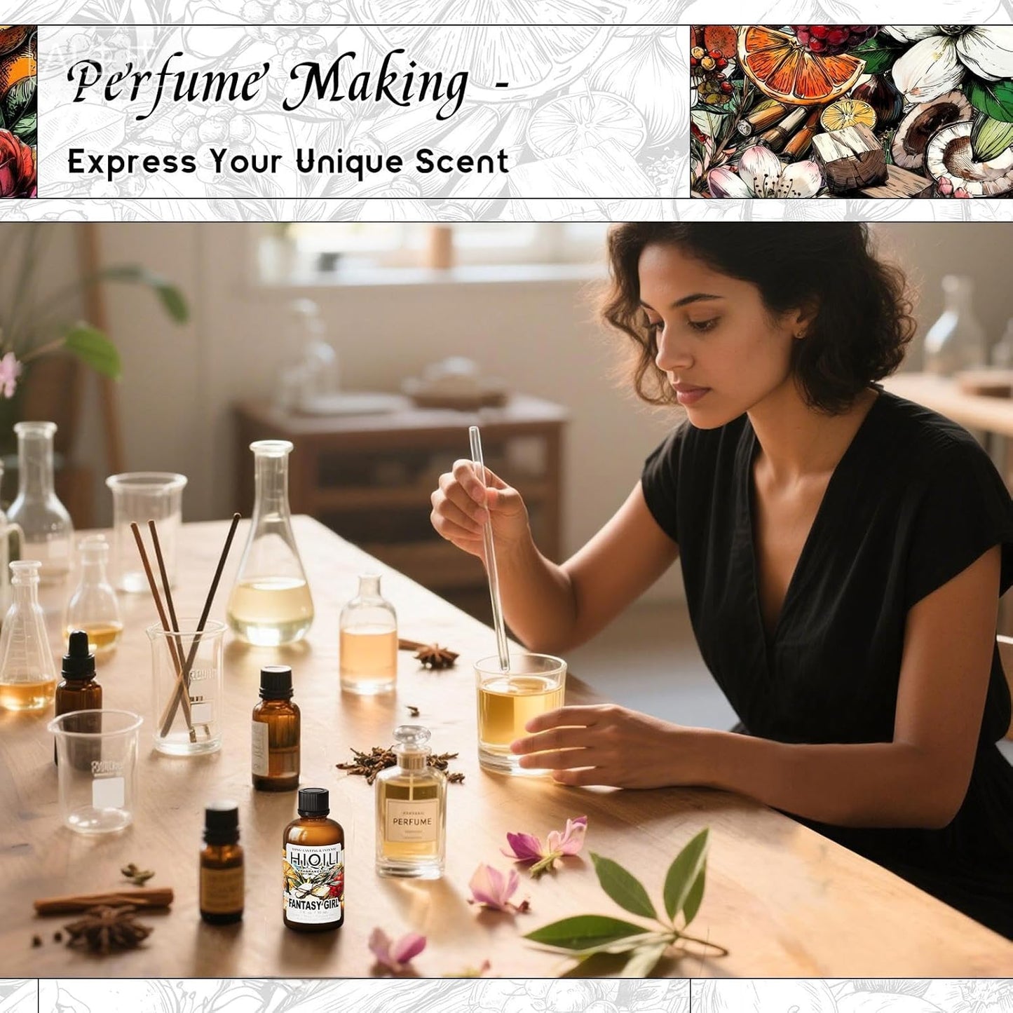 HIQILI Fantasy Girl Fragrance Oil for Candle, Perfume Making, Praline & Pomelo Scents, Long Lasting, Skin & Hair Care Products, Gifts - 1 Fl Oz