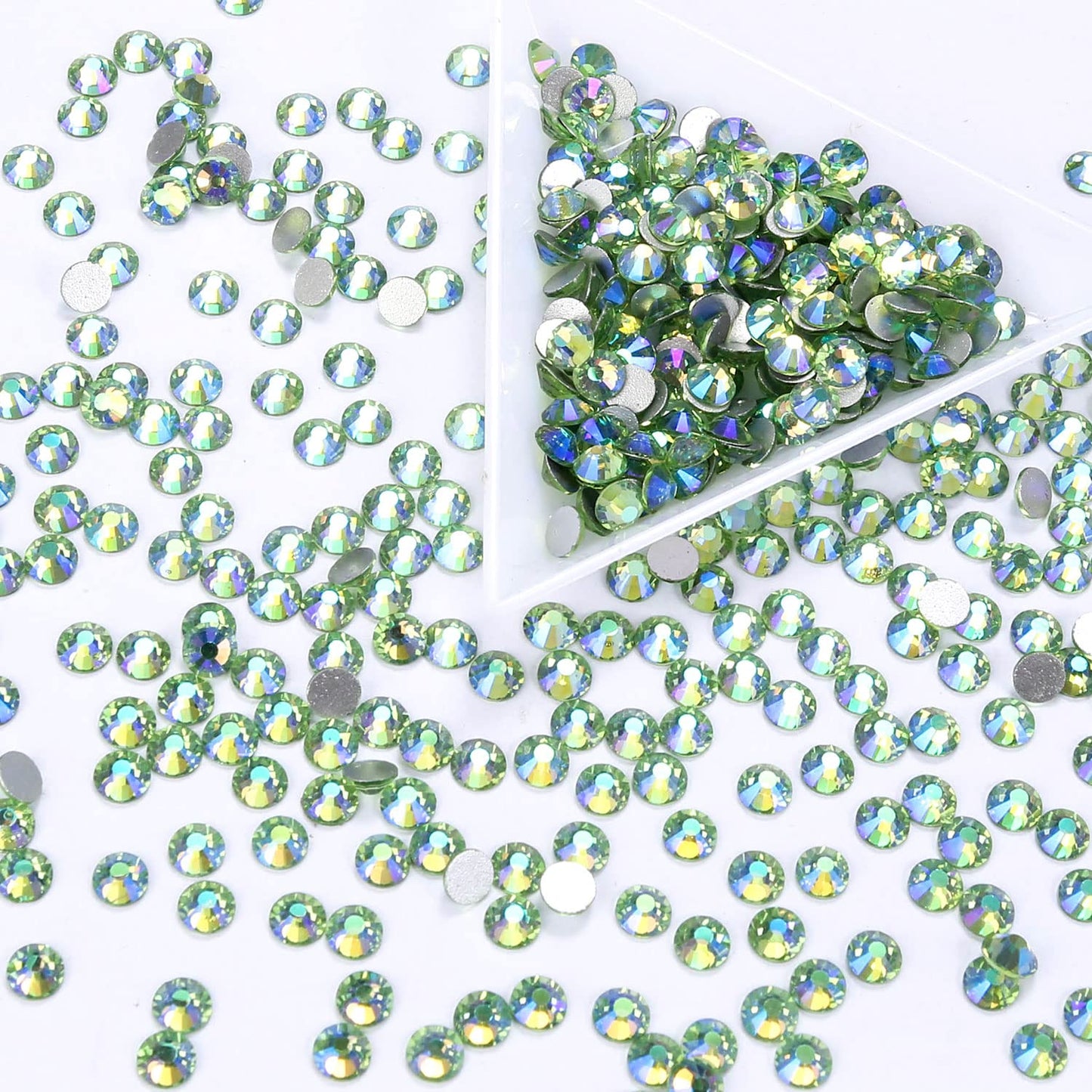 1440Pcs Light-green Ab Crystal Rhinestones,Glass Flatback Rhinestones Gemstones for Nail Face Makeup Art Crafts Clothes Decoration-(SS16,4.0mm,Light-green Ab)