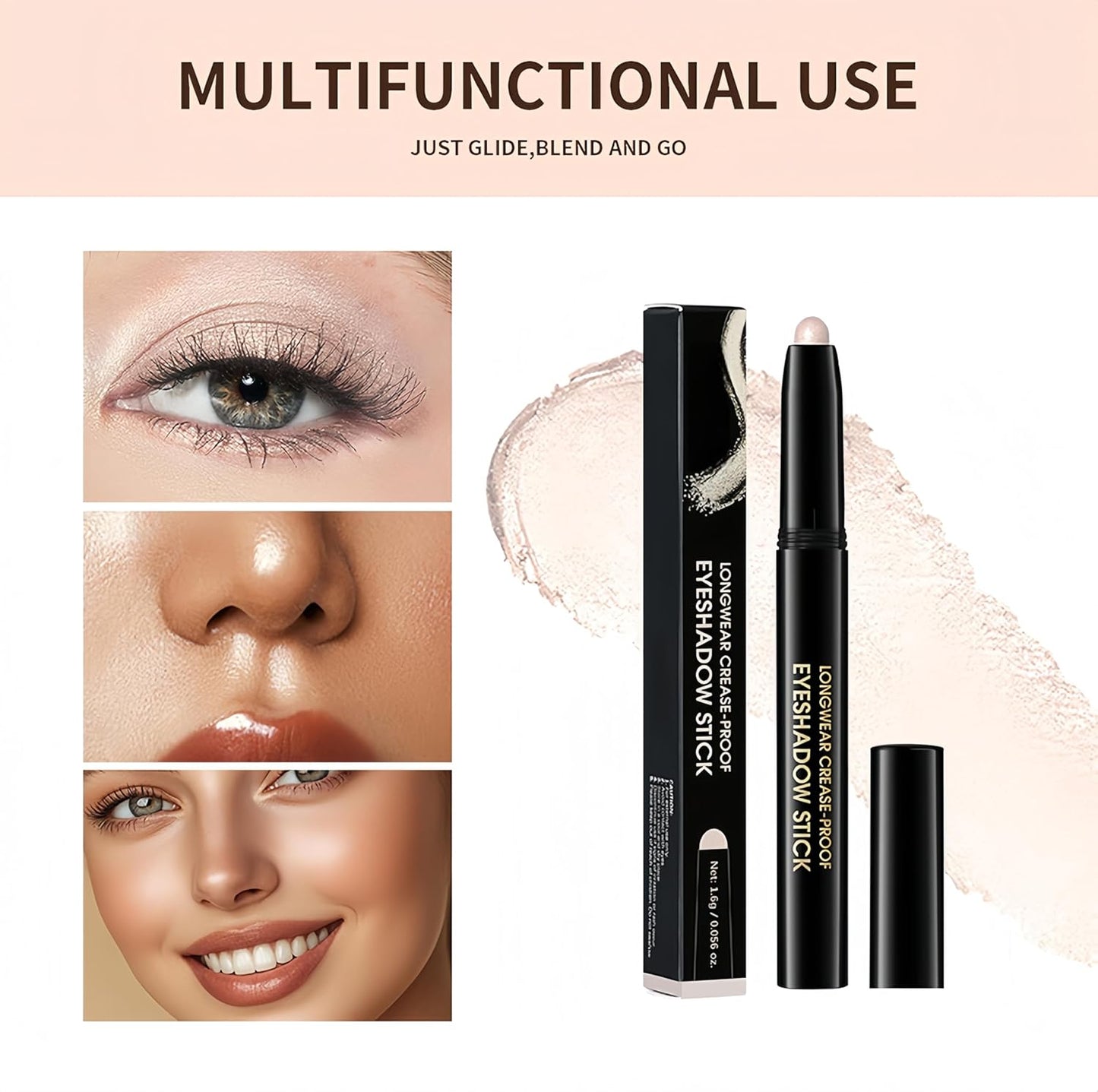 MAEPEOR 10 Colors Cream Eyeshadow Stick Silky Smooth Matte Shimmer Eyeshadow Pen Waterproof and Long Lasting Shadow Pencil for Girls and Women (Color 07)