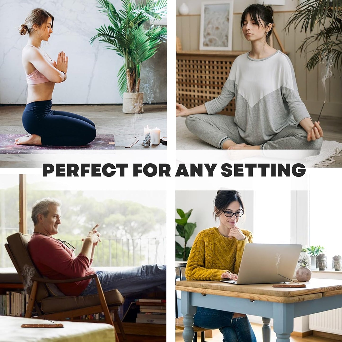 Mecka Buddha Bliss Incense Sticks - Set of 7 | 140 Sticks for Aromatherapy & Relaxation - Nag Champa, Frankincense, Sandalwood, White Sage Inscent | Natural Non Toxic Premium Long Burn Insenses