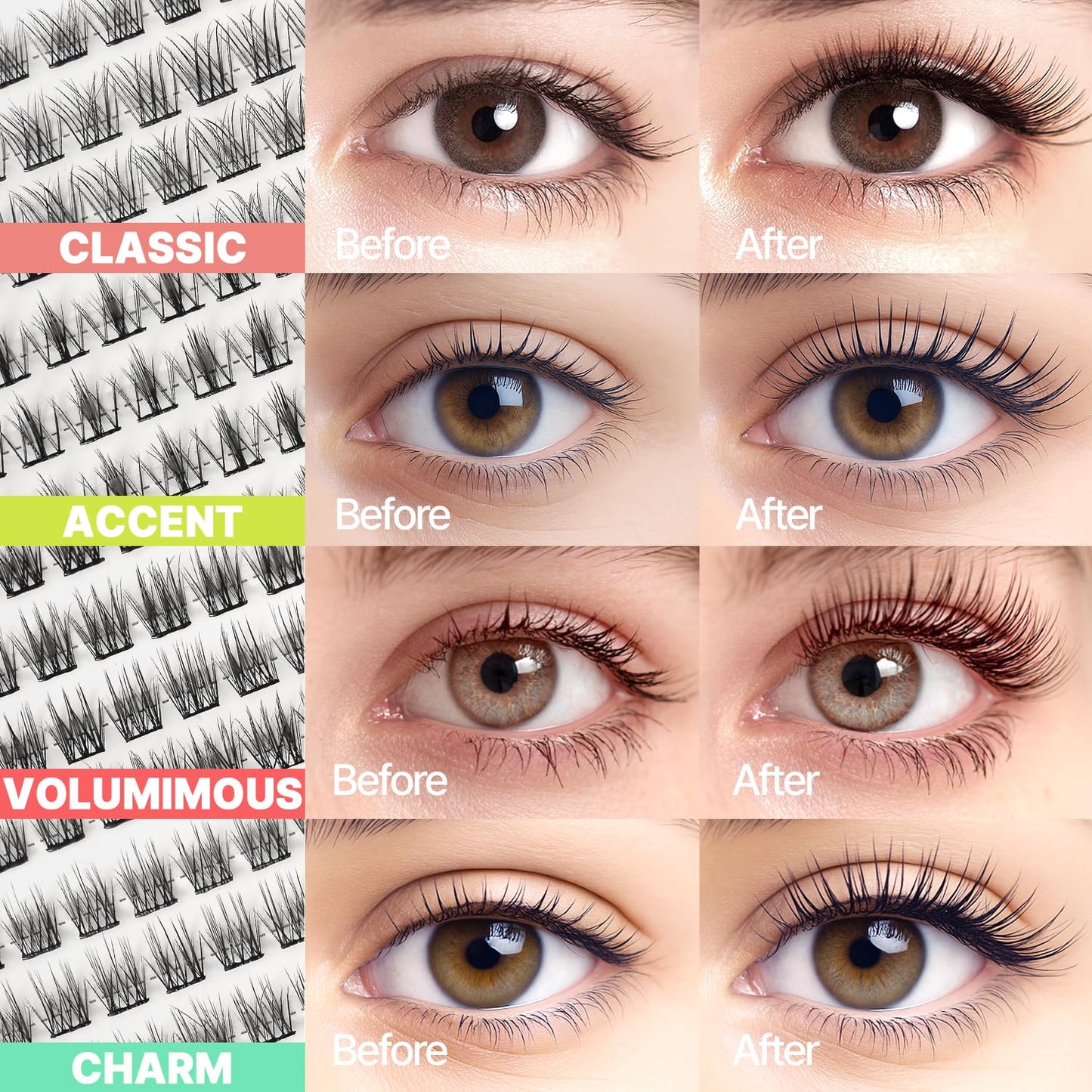 Korean Self Adhesive Lash Clusters Manga Look No Glue Press On Pre Bond Lash Clusters Fluffy Self Adhesive False Eyelashes No Glue Needed Reusable Wispy Eyelash Extensions