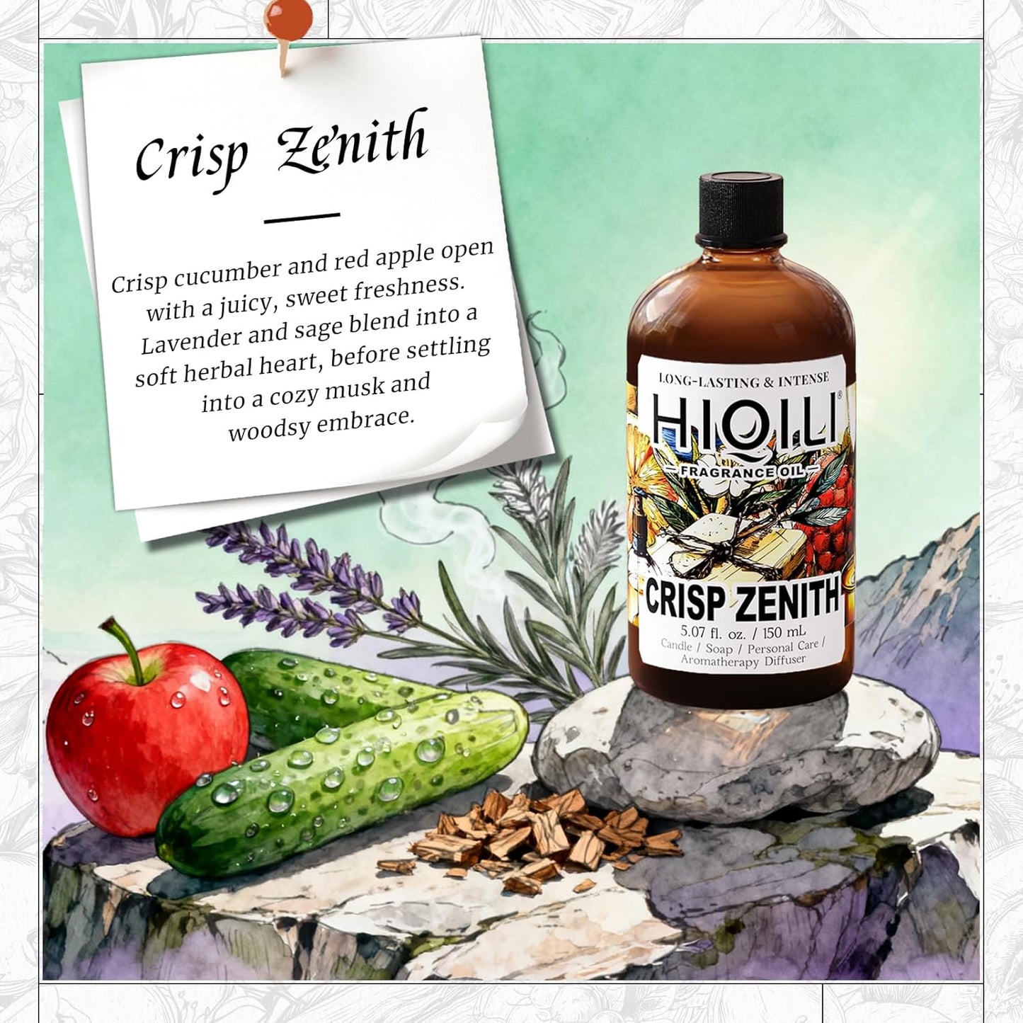 HIQILI Crisp Zenith Fragrance Oil for Diffuser, Inspired by P.RAL.Lau-ren Rd.Wht & Blu, Candle & Soap Making, Refreshing Scent for Air Freshener, Long-Lasting Aroma-5.07 Fl Oz