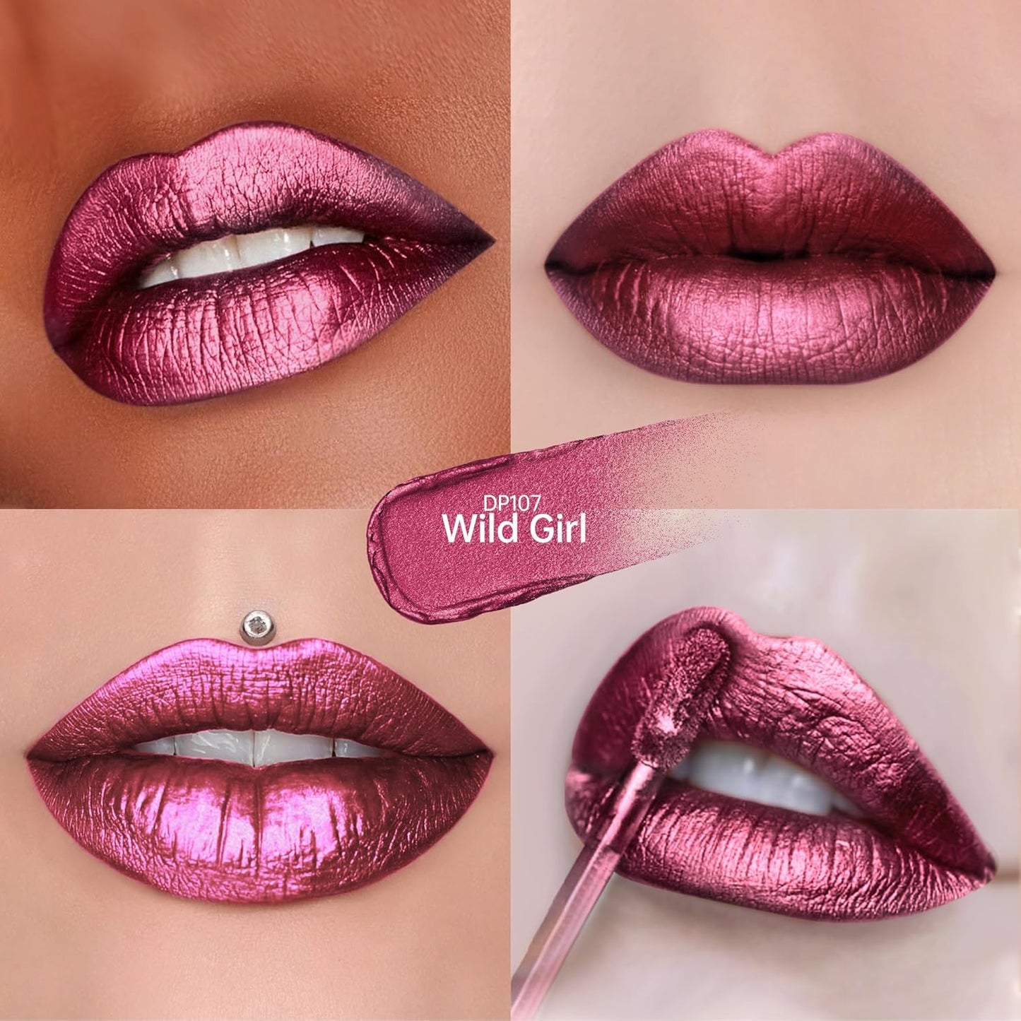 3Pc Lipsticks Set for Women Metallic Lipstick Long Lasting Dark Red Bronze Burgundy Lip Gloss, Metal Shine Lightweight Hydrating Full Coverage Lip Color, DP103/104/107