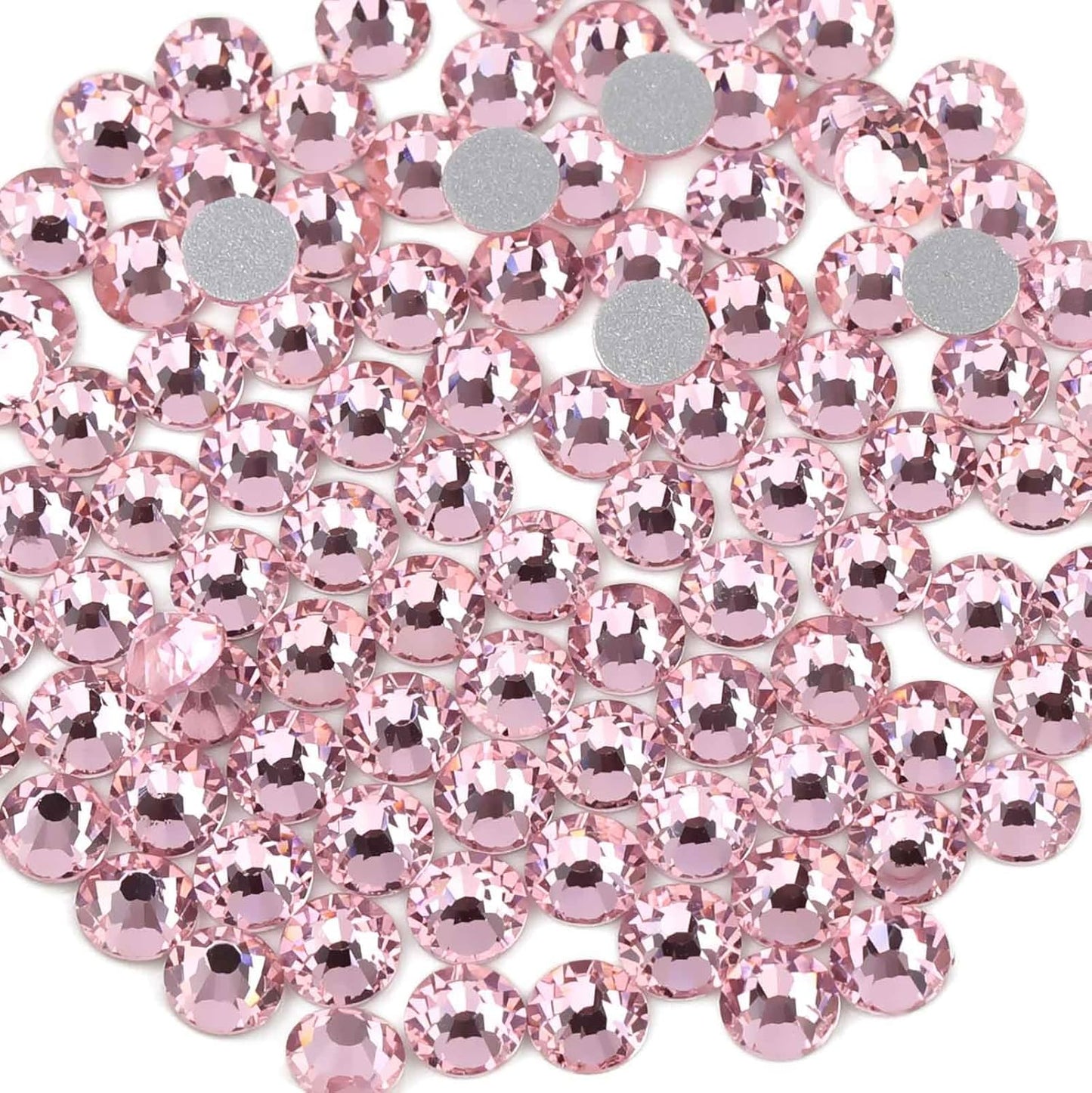 beadsland 1440pcs Flat Back Crystal Rhinestones Round Gems for Nail Art and Craft Glue Fix,Light Pink(SS12(2.9-3.0mm))